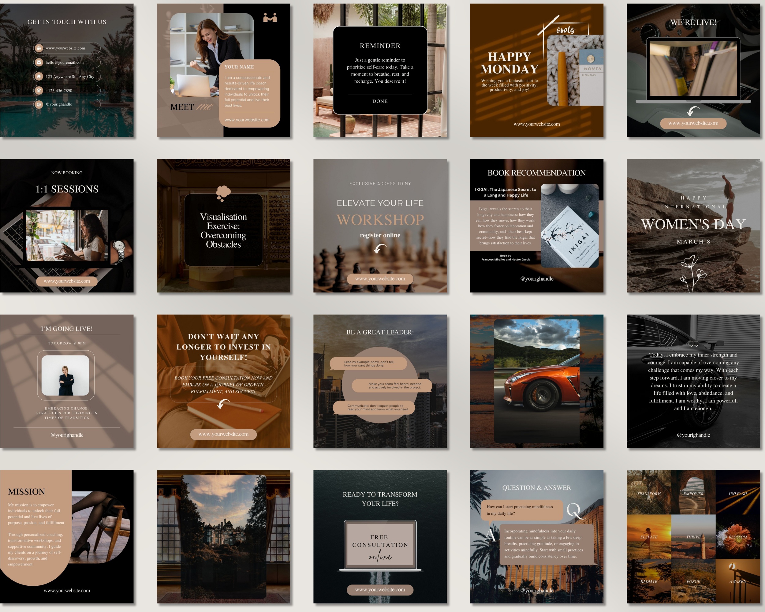 50 Ready-To-Post Life Coach Instagram Post Templates