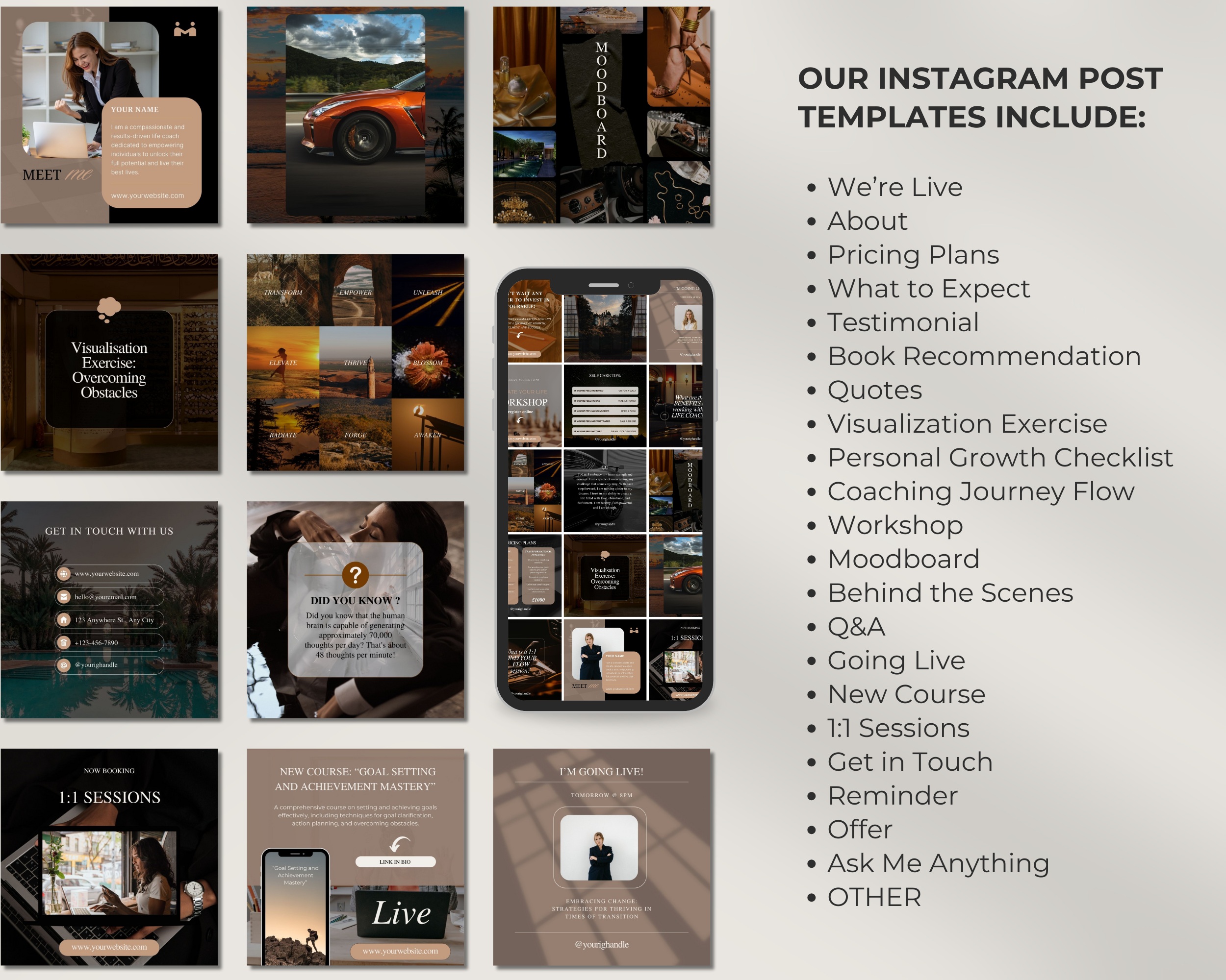50 Ready-To-Post Life Coach Instagram Post Templates