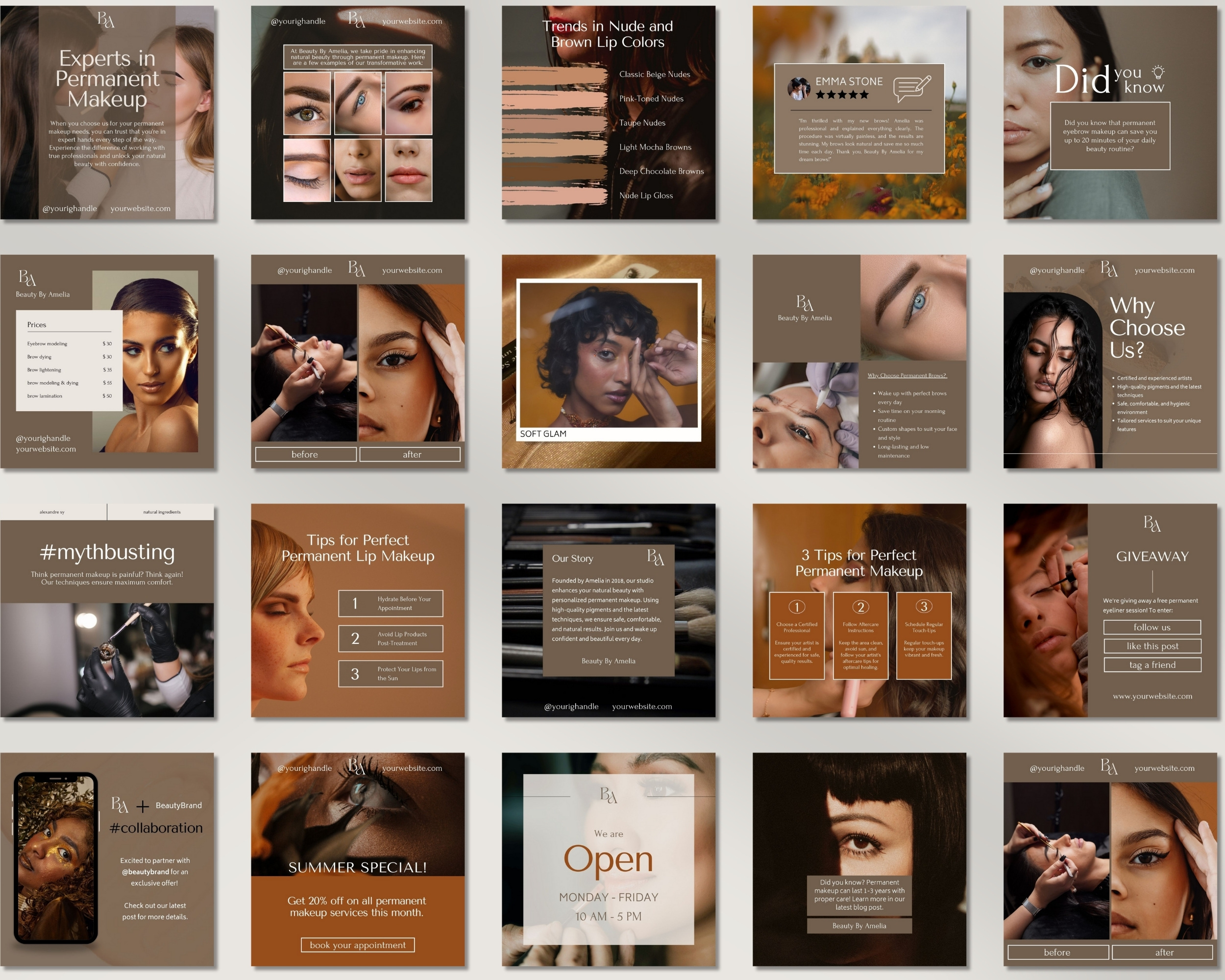 50 Ready-To-Post Permanent Makeup Instagram Post Templates