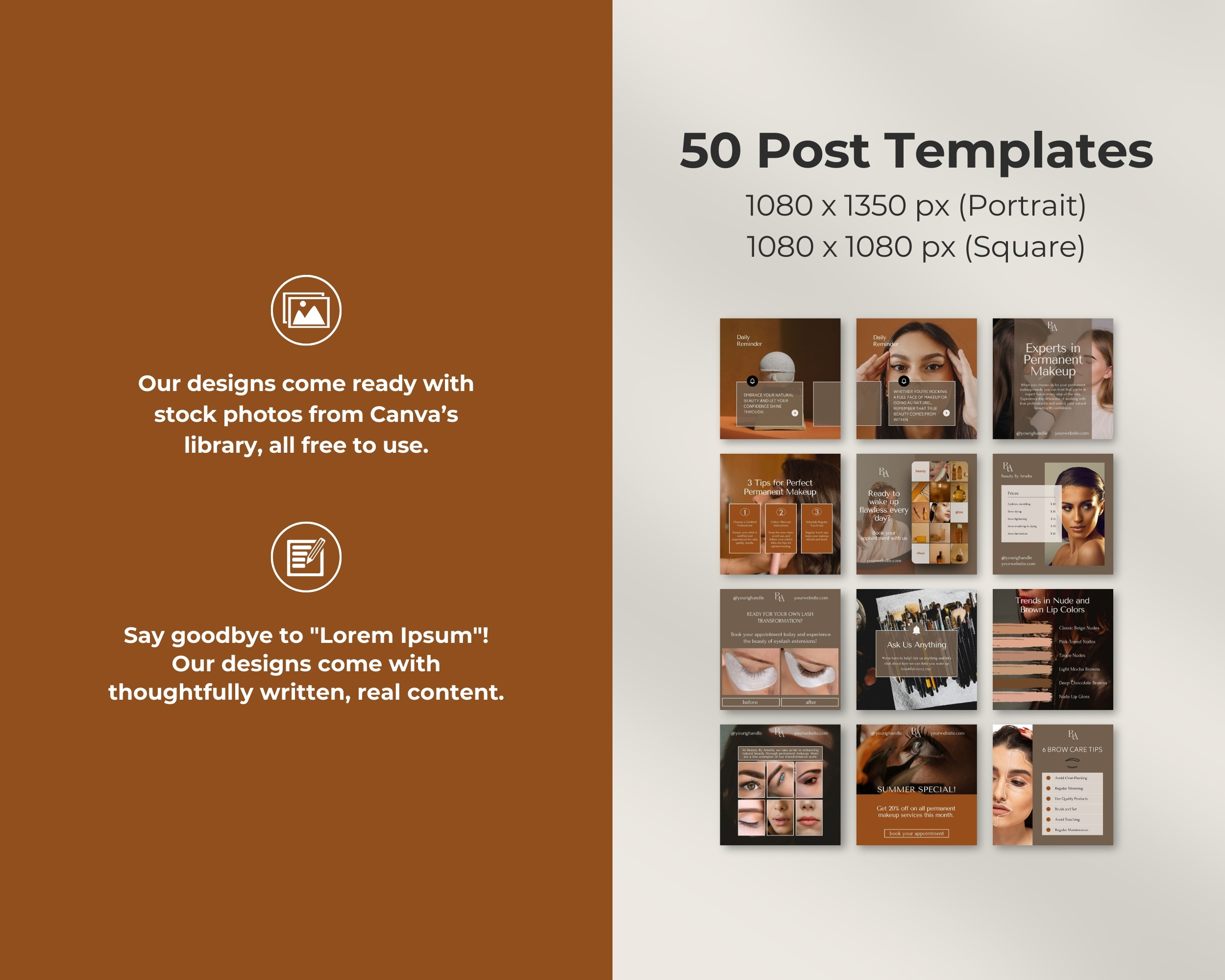 50 Ready-To-Post Permanent Makeup Instagram Post Templates