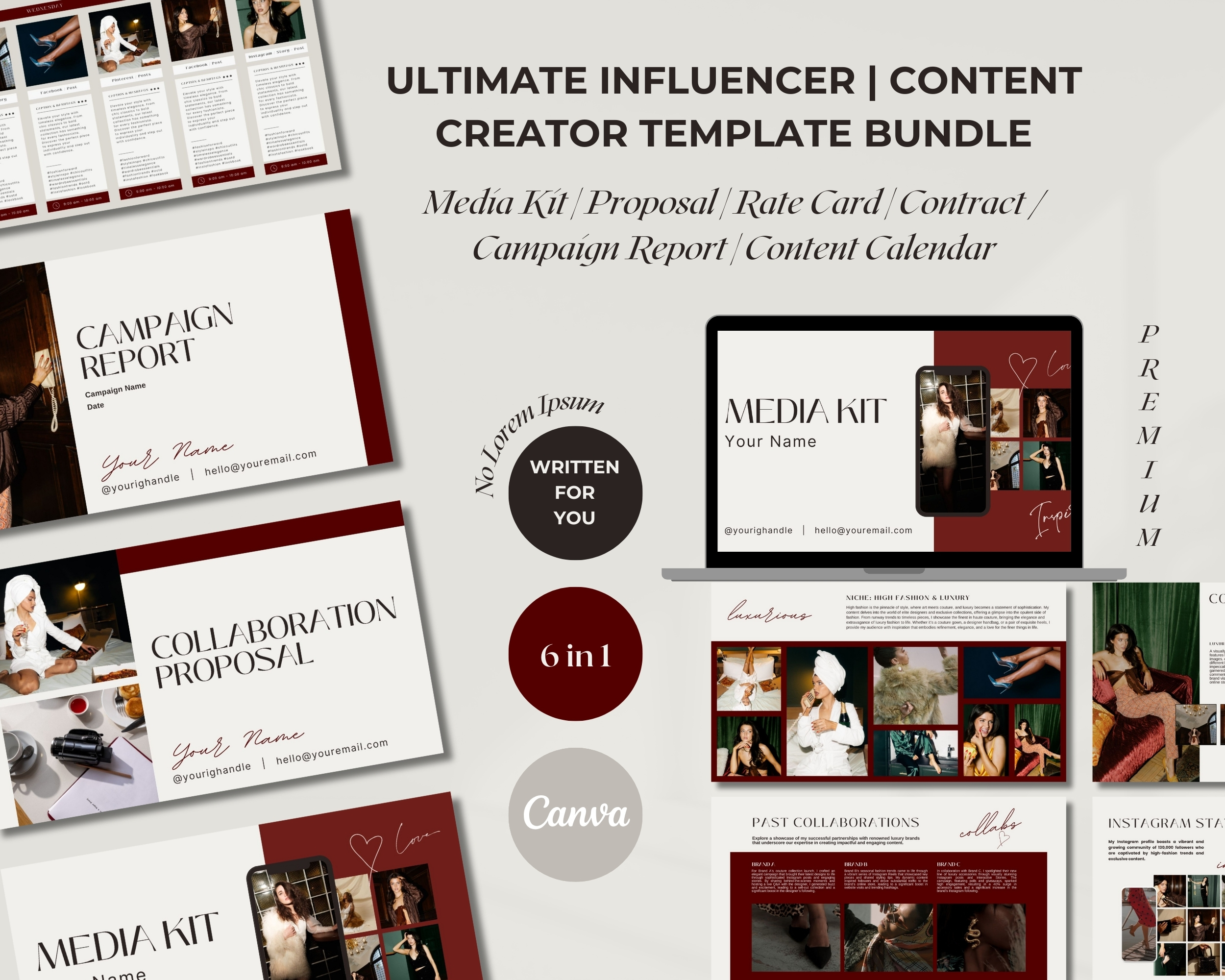 Ultimate Influencer & Content Creator Template Bundle | Essential Toolkit