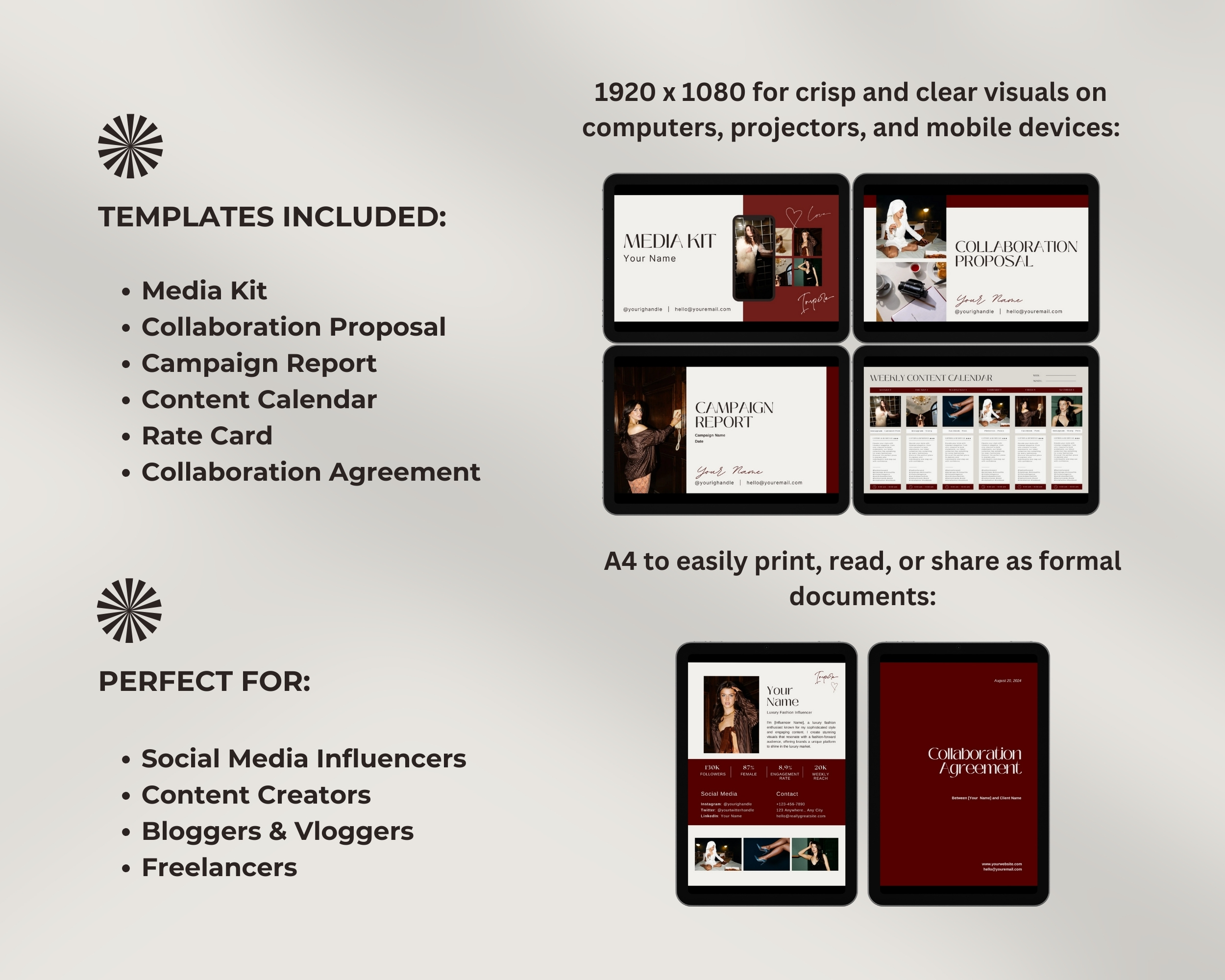 Ultimate Influencer & Content Creator Template Bundle | Essential Toolkit