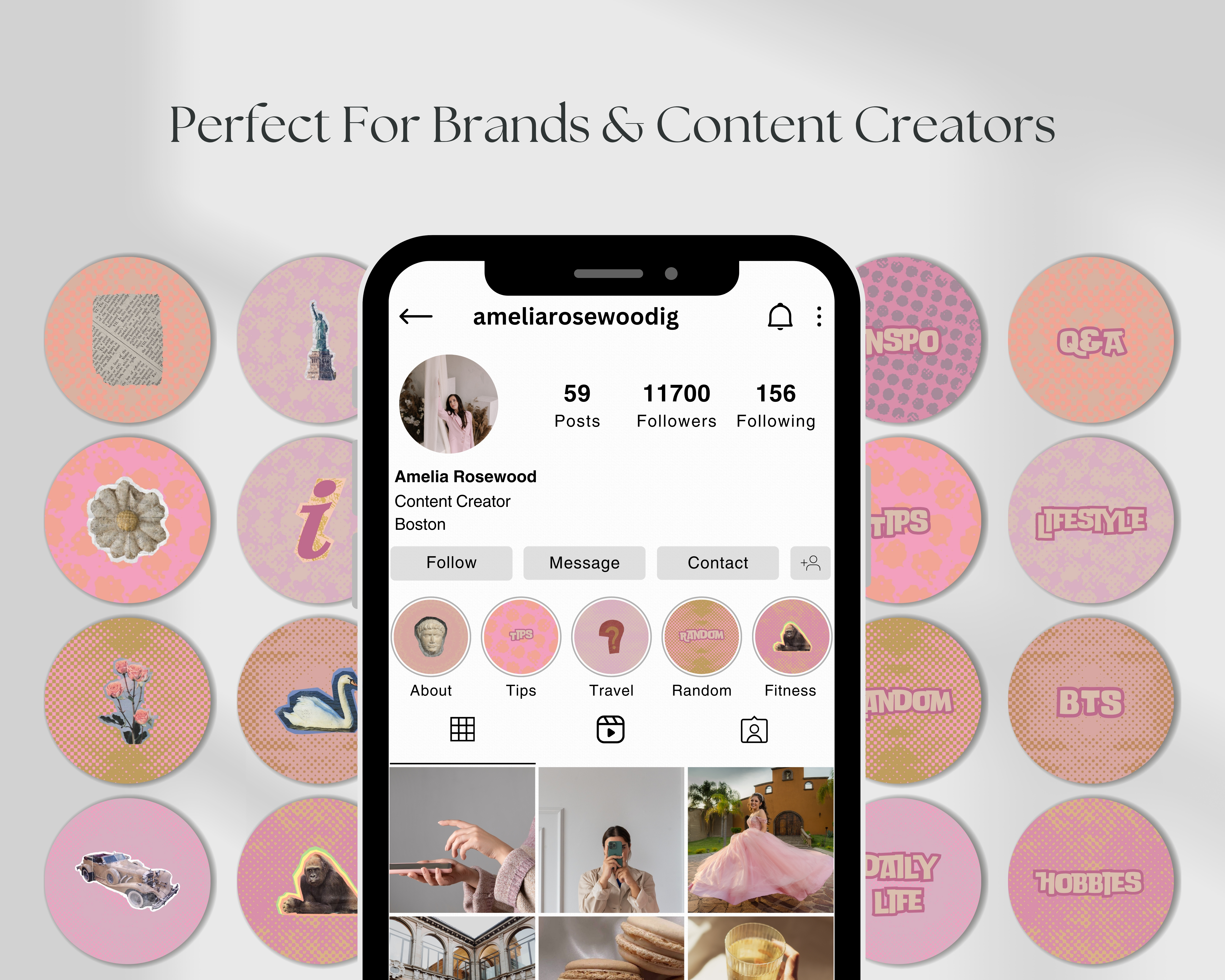 24 Ready-To-Post Pink Retro Instagram Story Highlight Cover Templates
