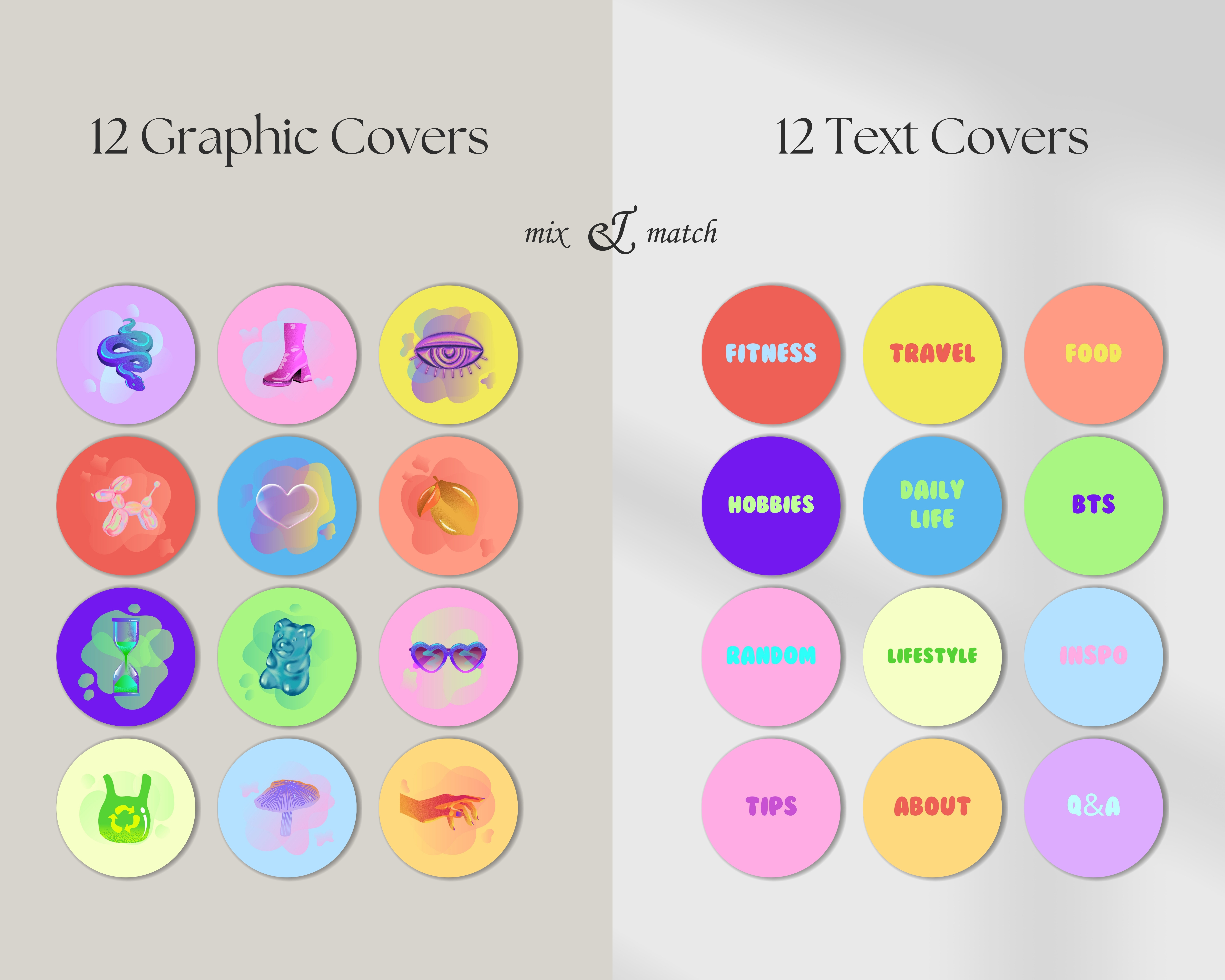 24 Ready-To-Post Colorful Instagram Story Highlight Cover Templates