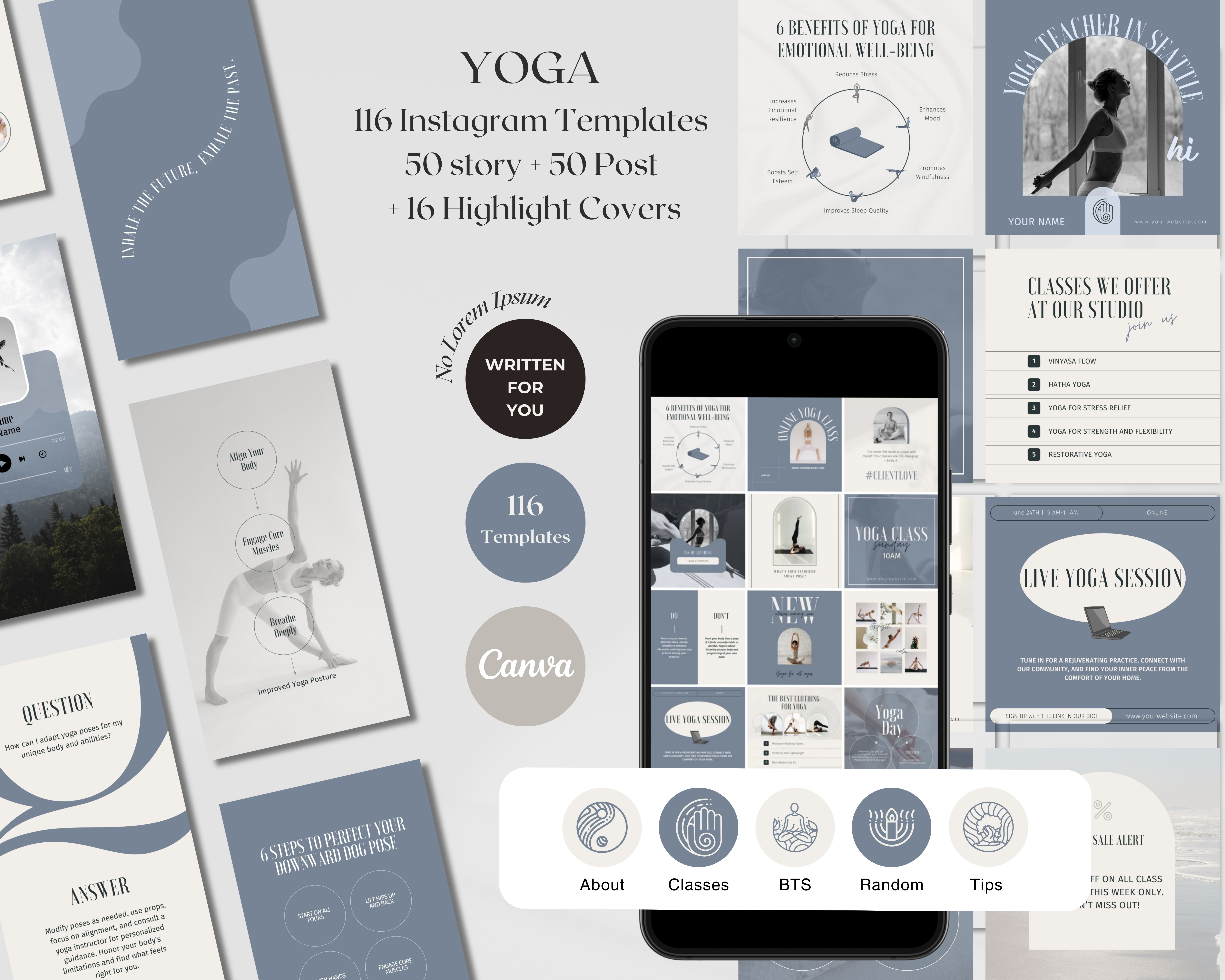 Instagram Bundle: Posts + Stories + Highlight Covers for Yoga Instructors