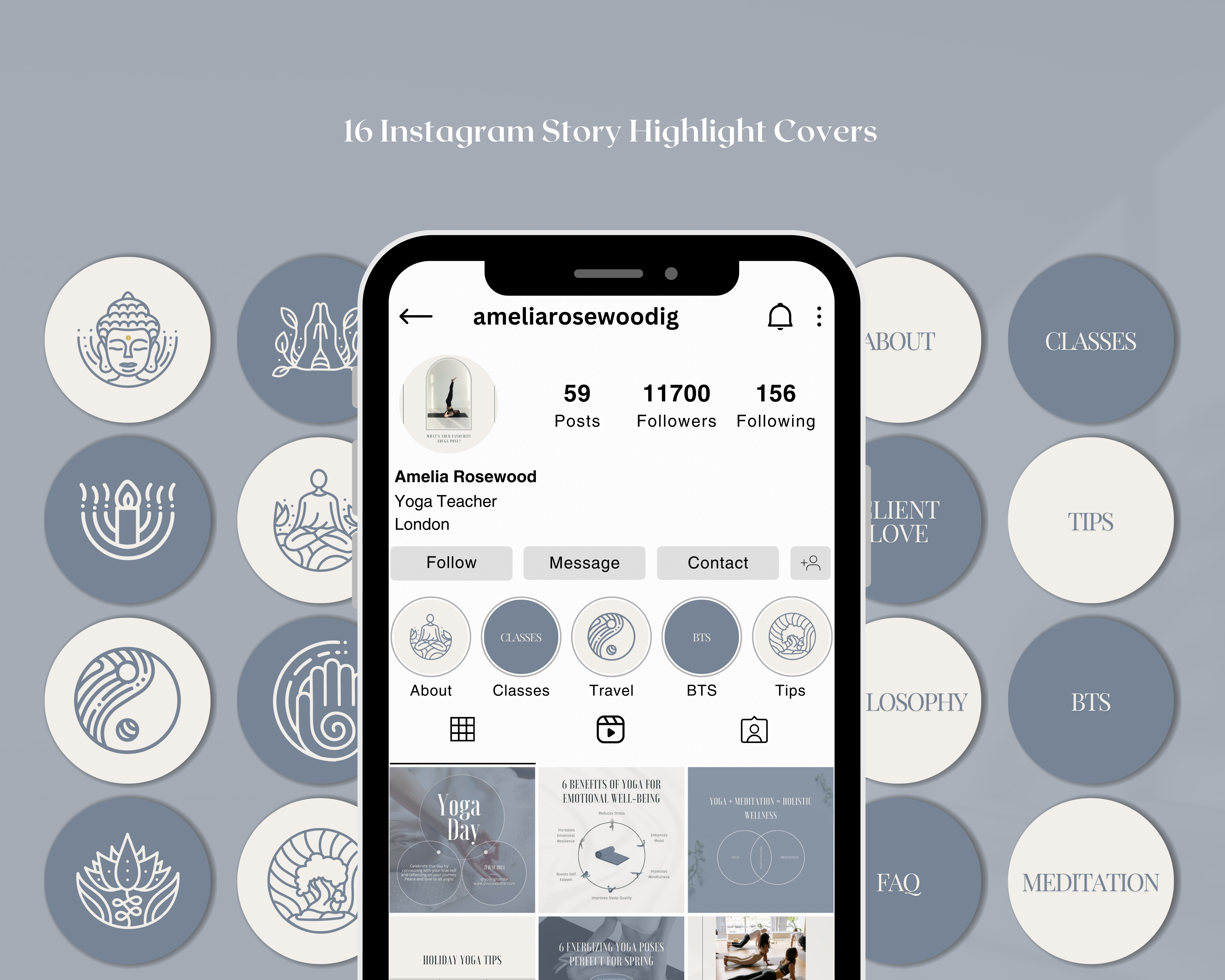 Instagram Bundle: Posts + Stories + Highlight Covers for Yoga Instructors