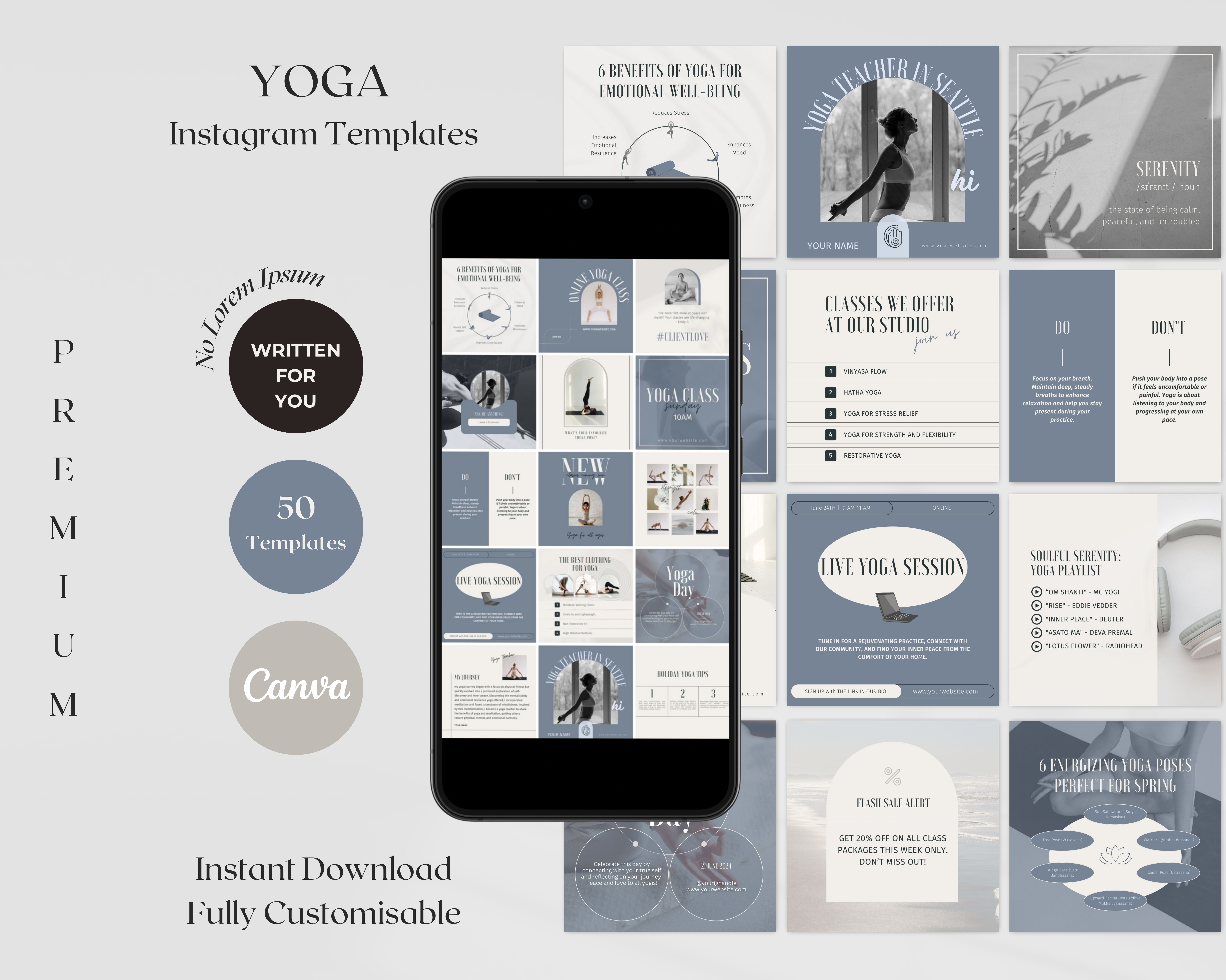 50 Instagram Post Templates for Yoga Teachers
