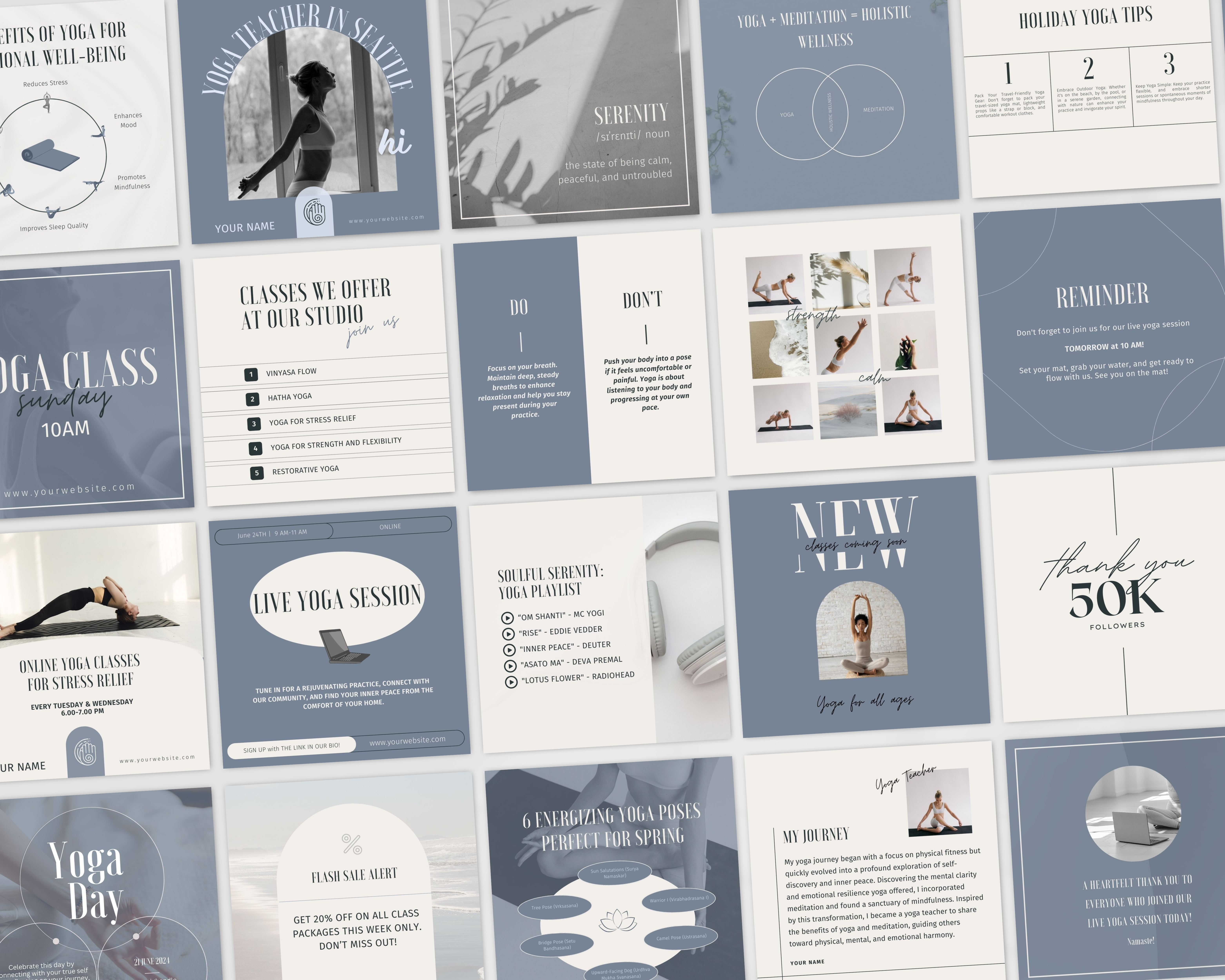 50 Instagram Post Templates for Yoga Teachers