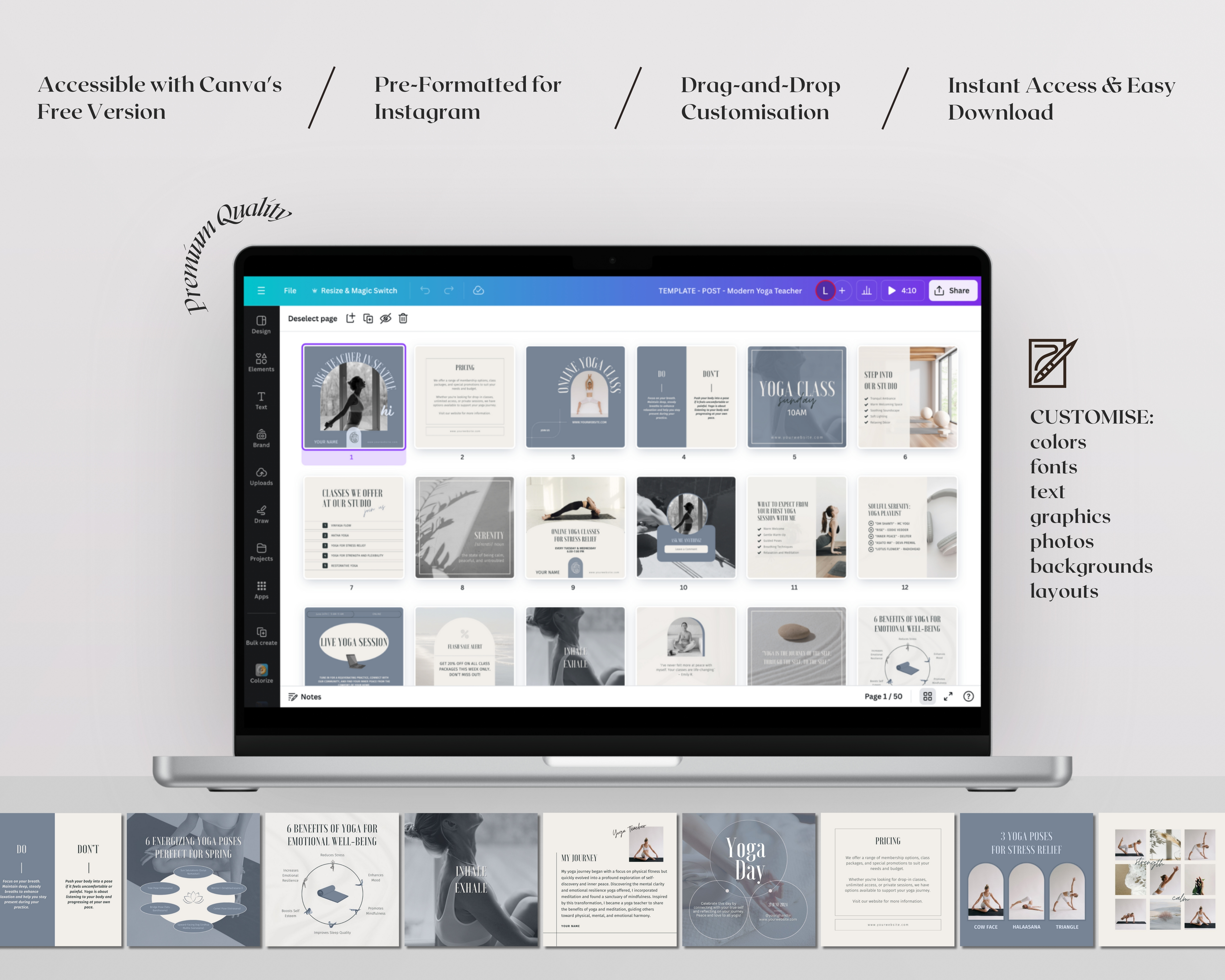 50 Instagram Post Templates for Yoga Teachers