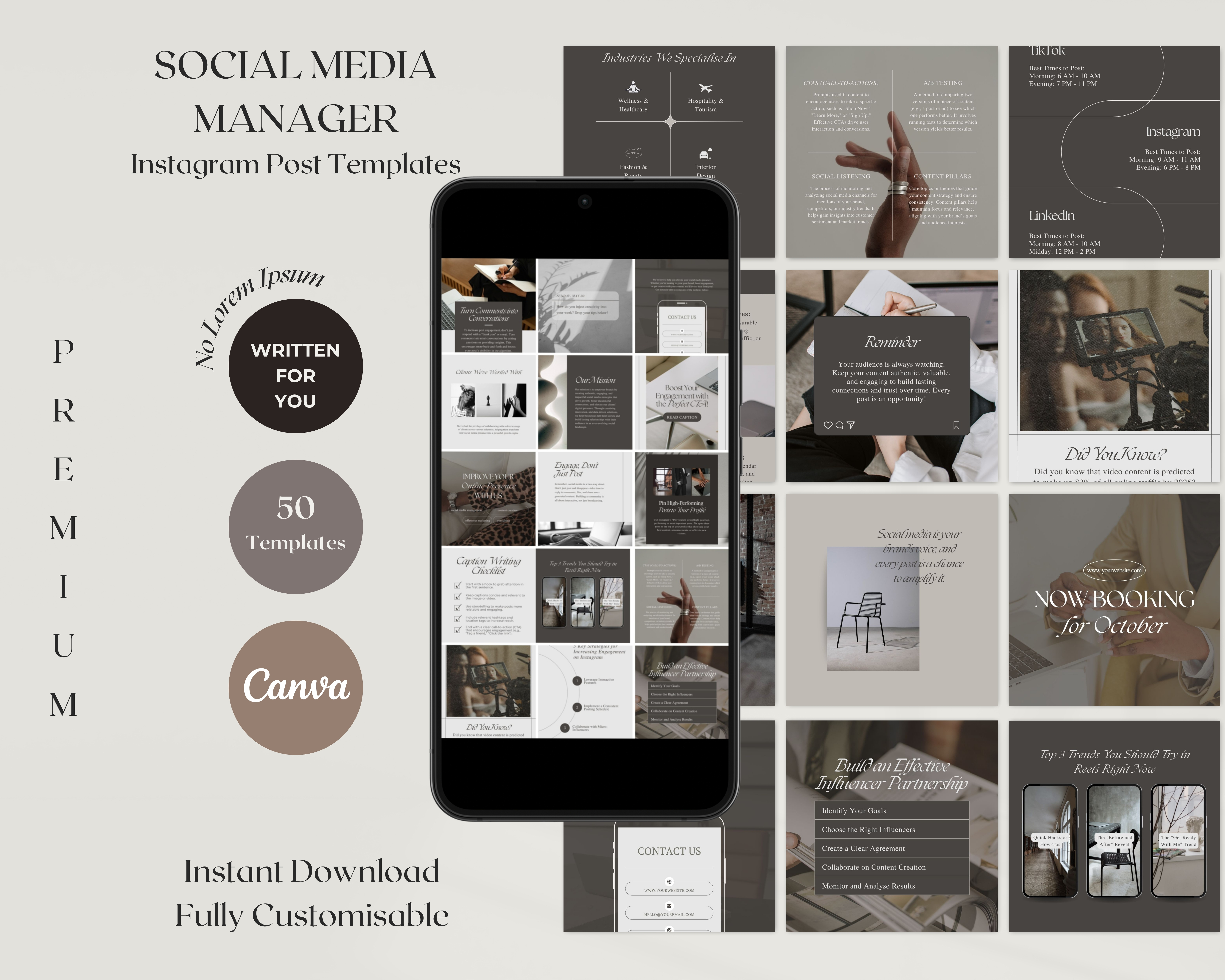 50 Instagram Post Templates for Social Media Manager
