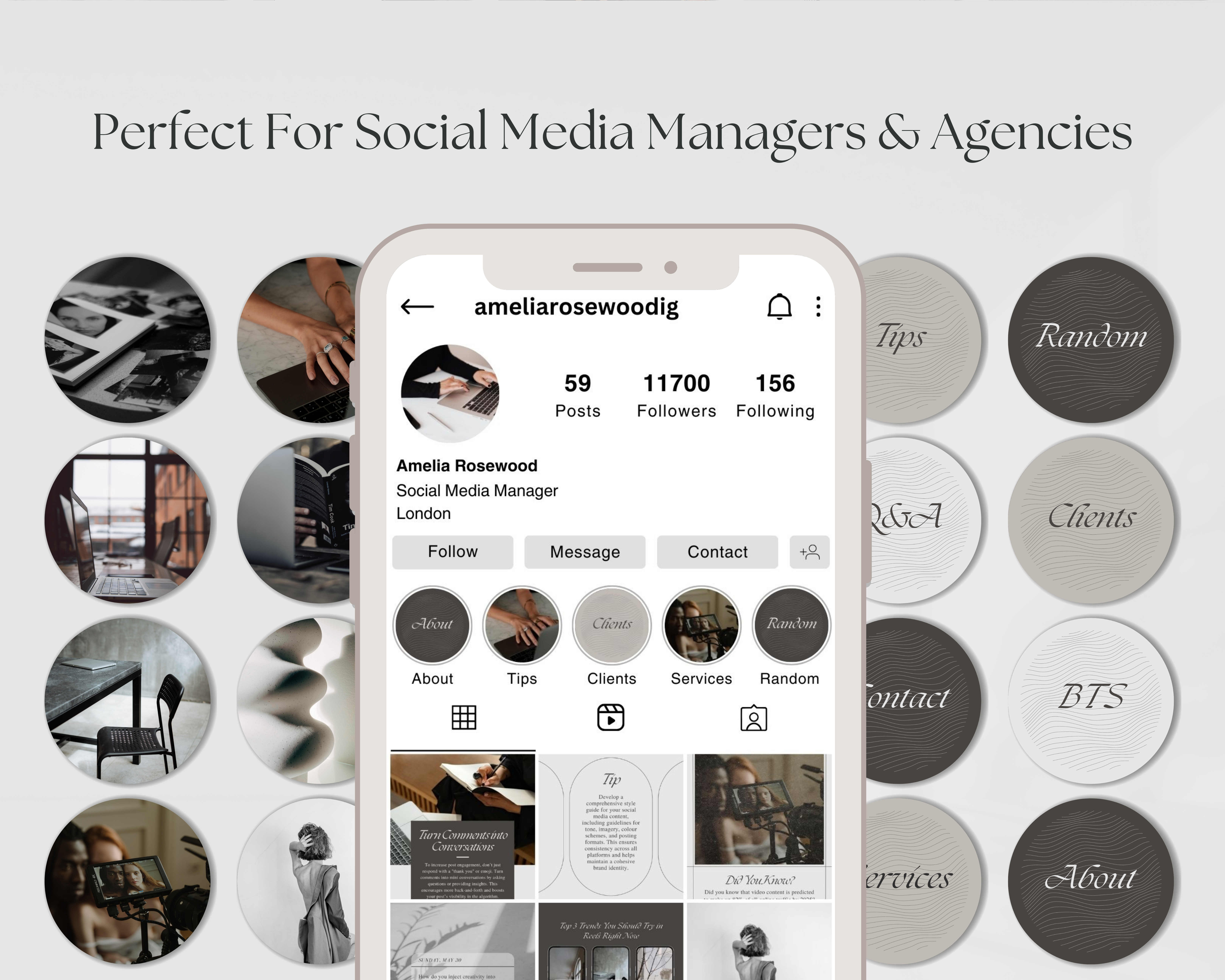 Instagram Bundle: Posts + Stories + Highlight Covers for Social Media Managers