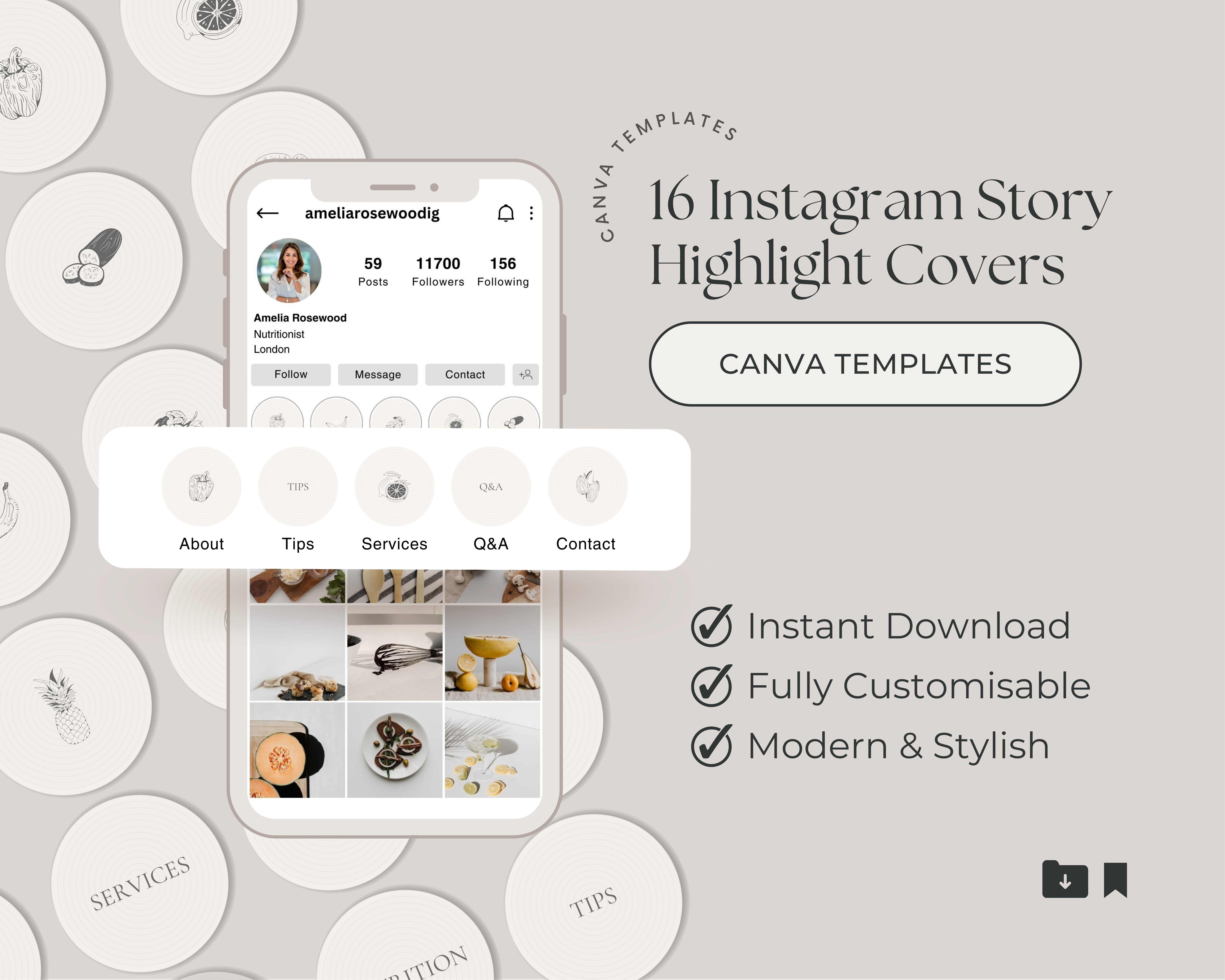 16 Instagram Story Highlight Covers for Nutritionists