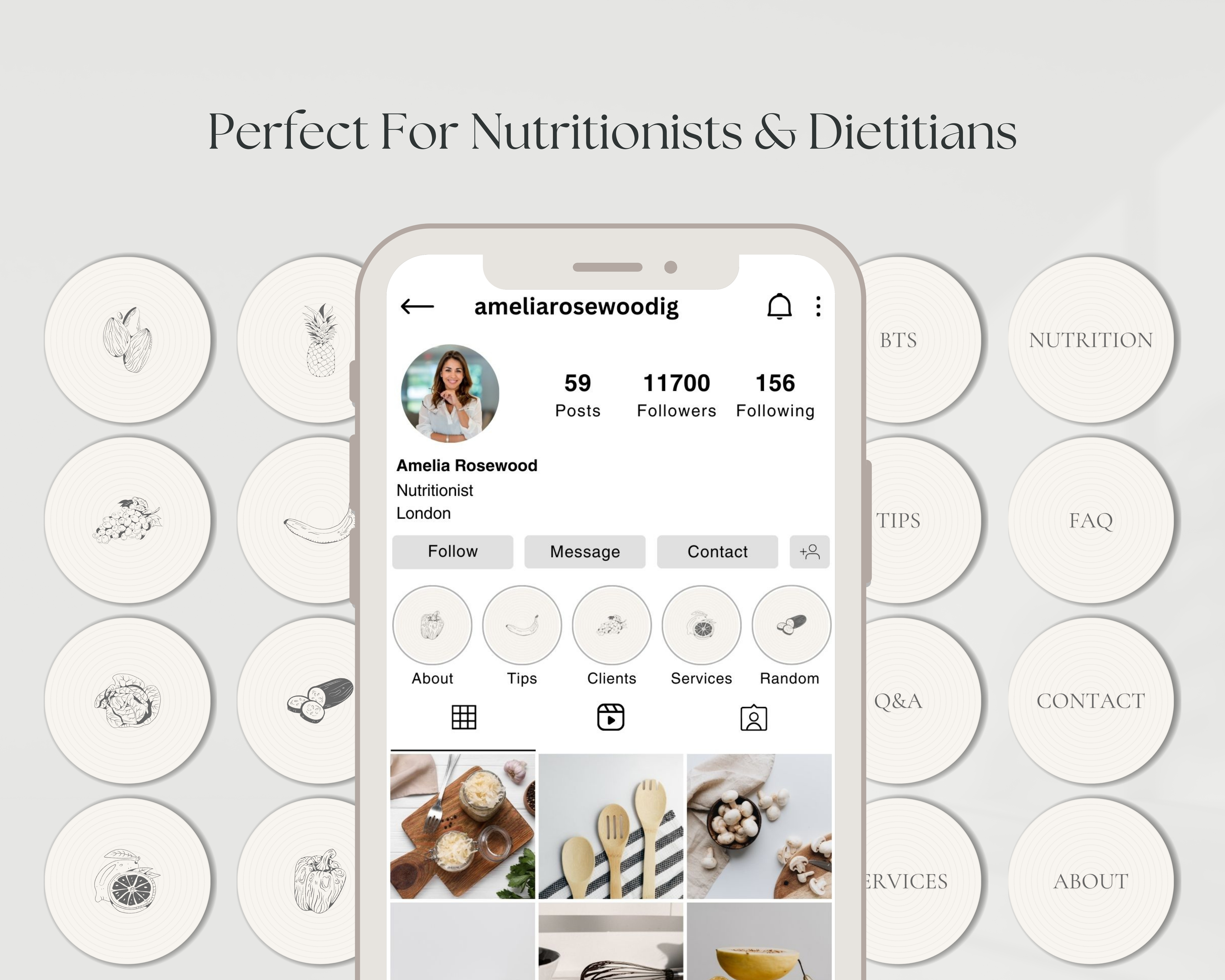 Instagram Bundle: Posts + Stories + Highlight Covers for Nutritionists
