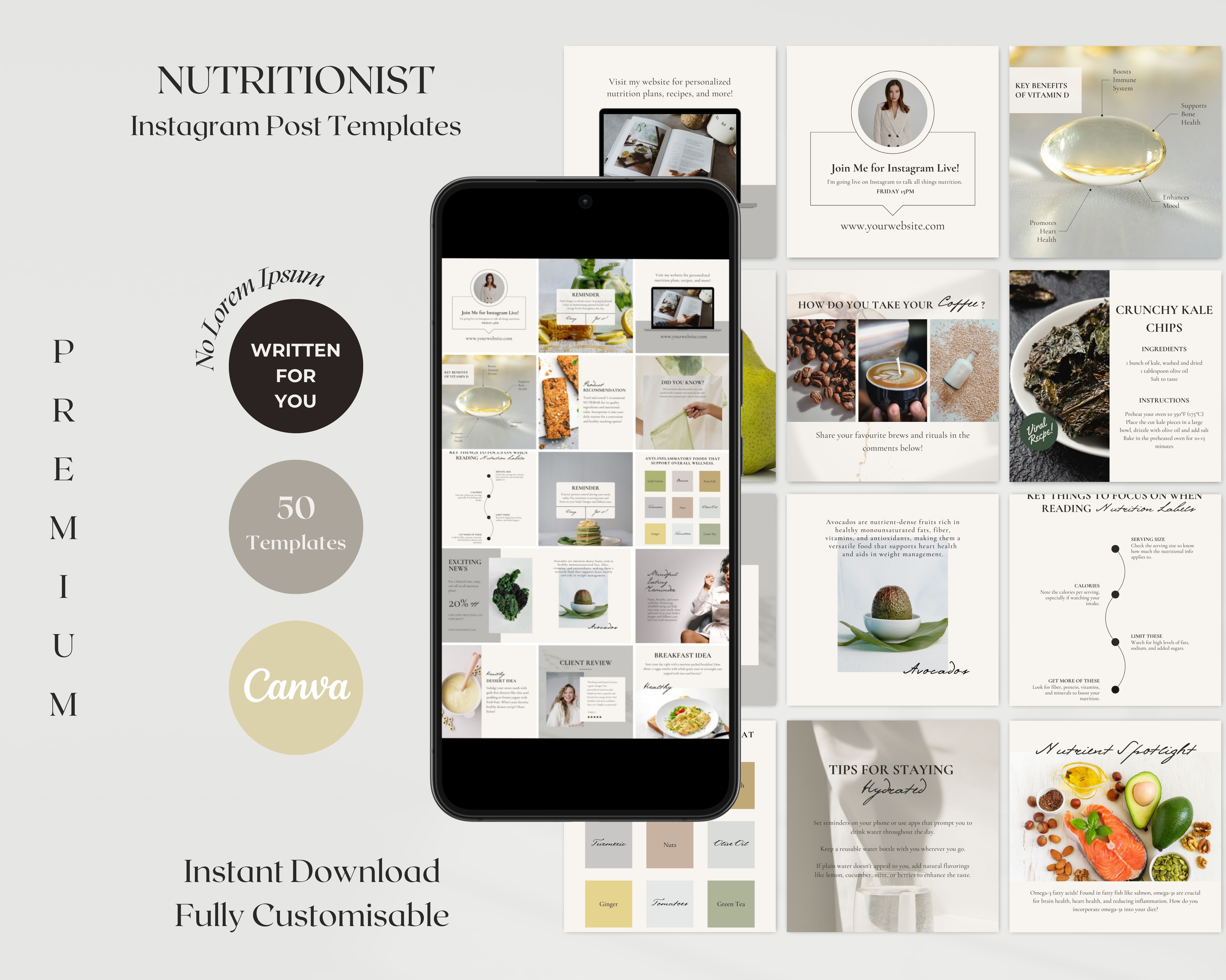50 Instagram Post Templates for Nutritionists
