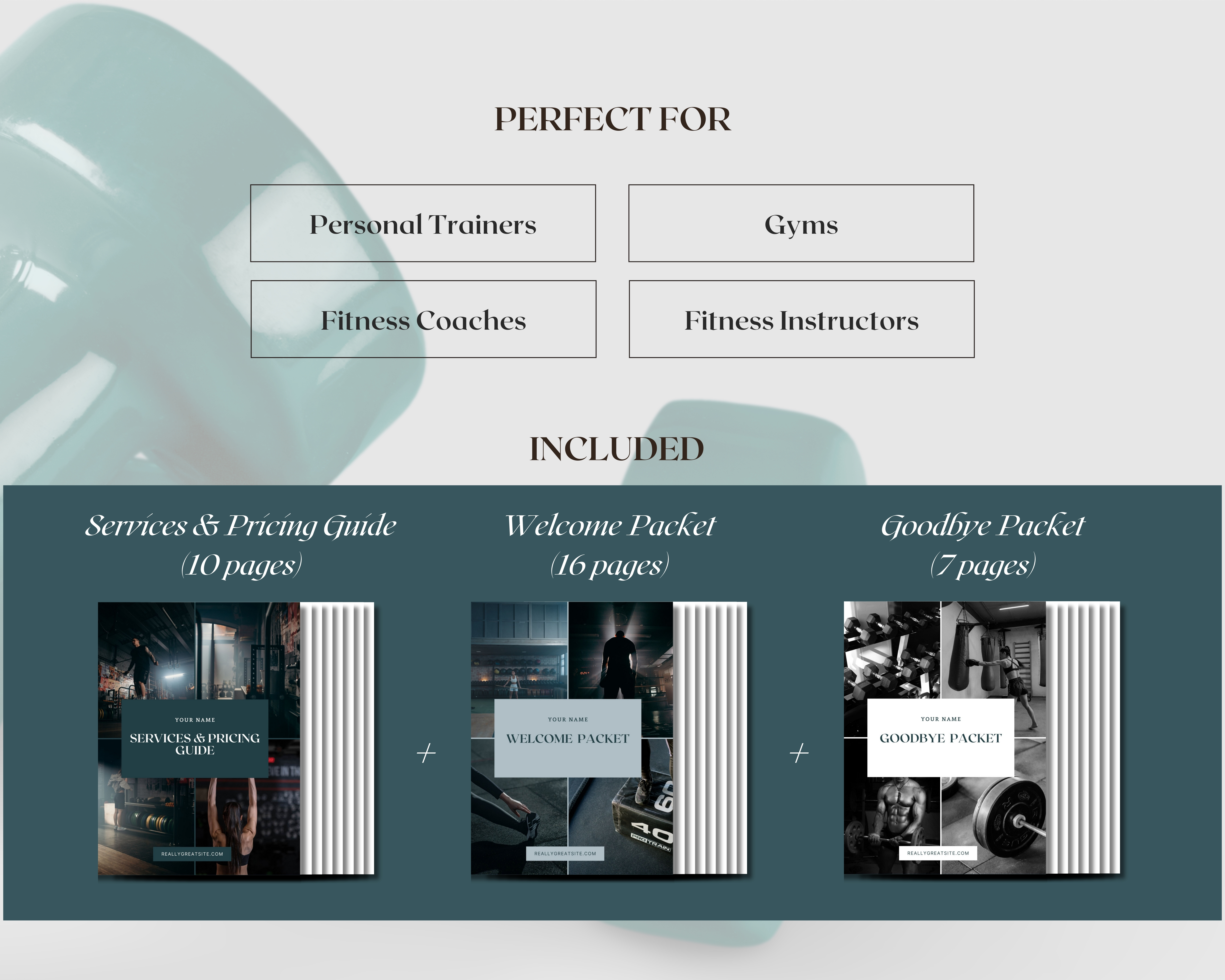 Personal Trainer Templates: Services & Pricing Guide, Welcome Packet, Goodbye Packet