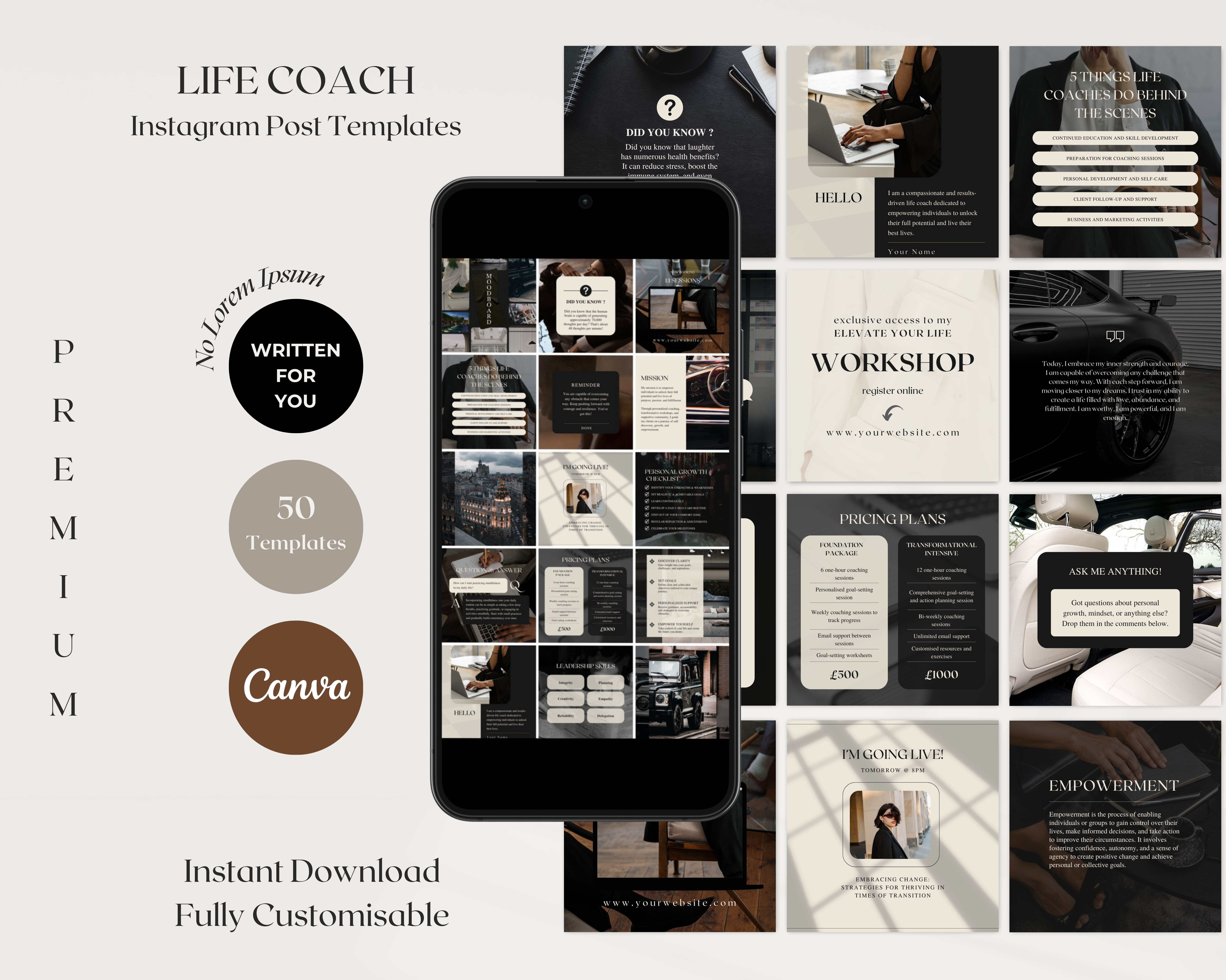 50 Instagram Post Templates for Life Coaches