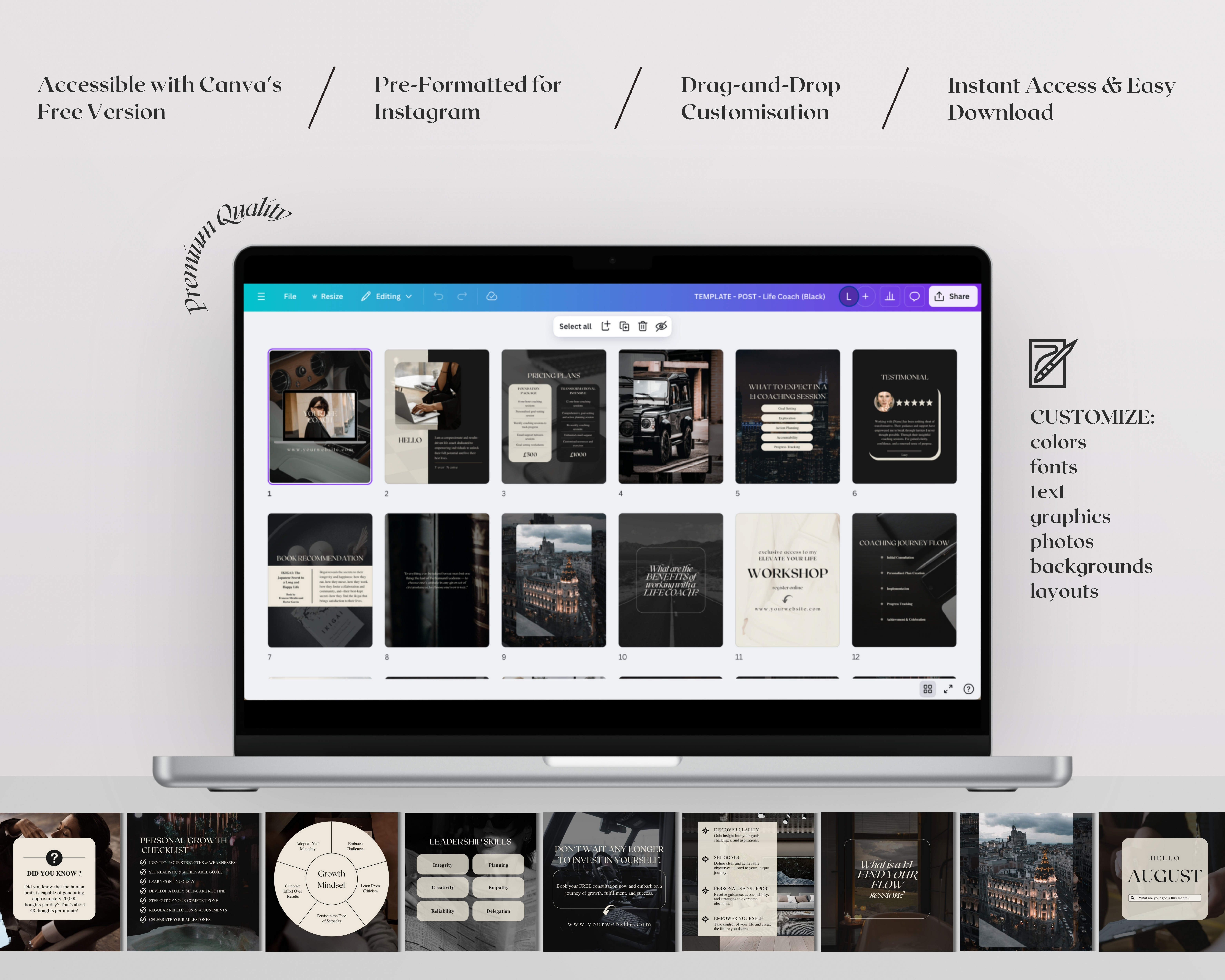 50 Instagram Post Templates for Life Coaches