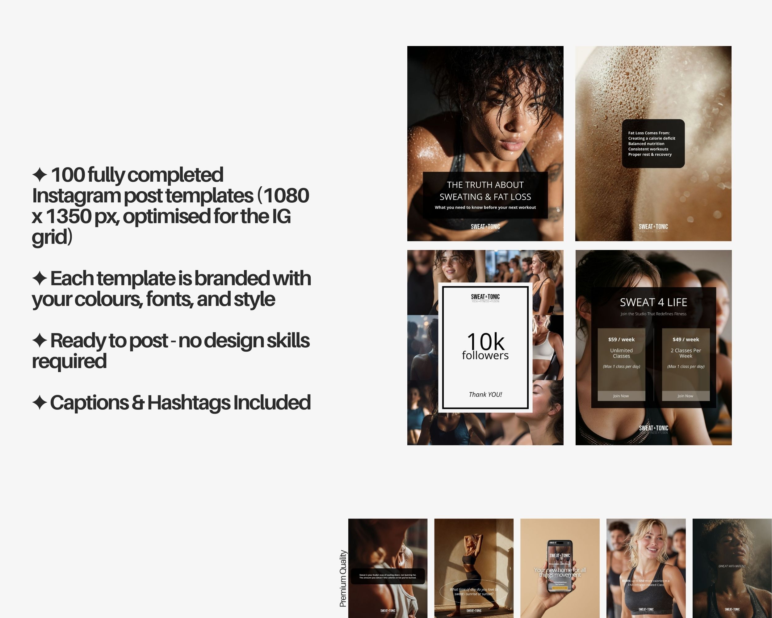 Custom Instagram Template Package - Fully Branded, Ready-to-Post + Captions & Hashtags Included
