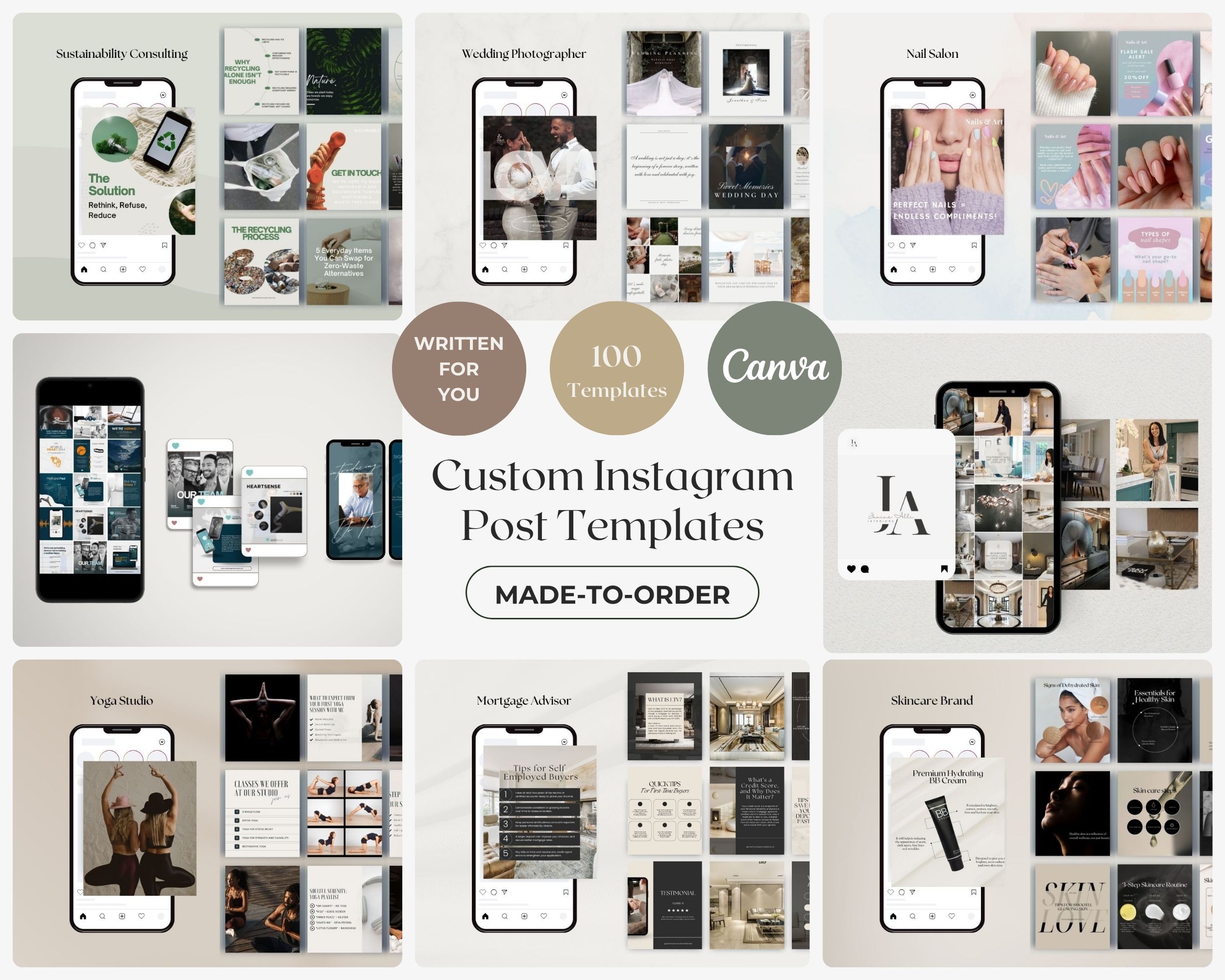 Custom Instagram Template Package - Fully Branded, Ready-to-Post + Captions & Hashtags Included