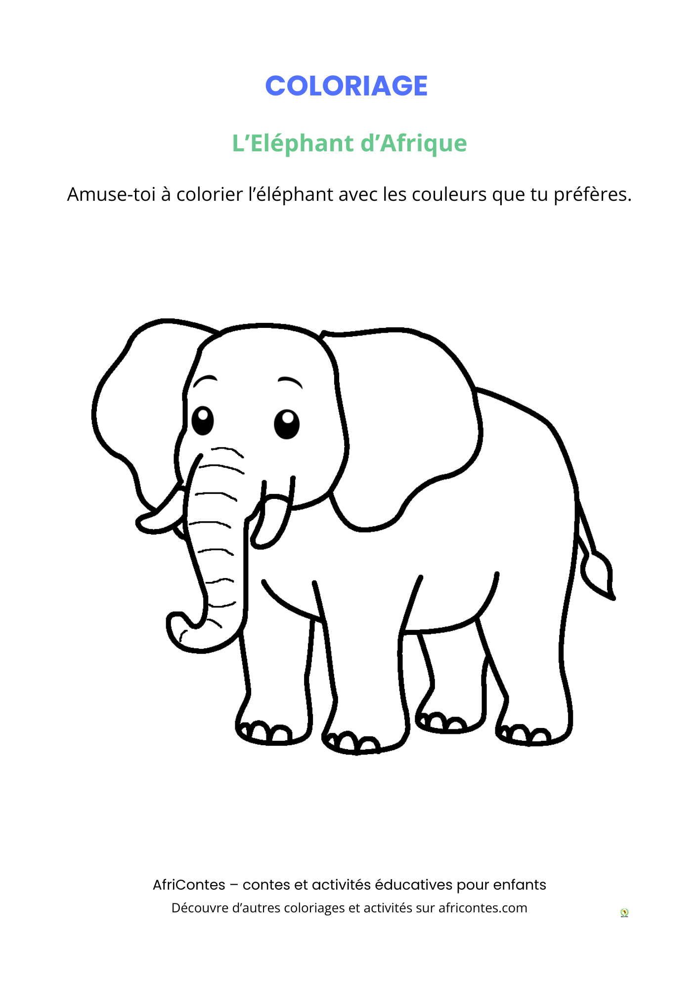 Coloriage – L'éléphant d’Afrique