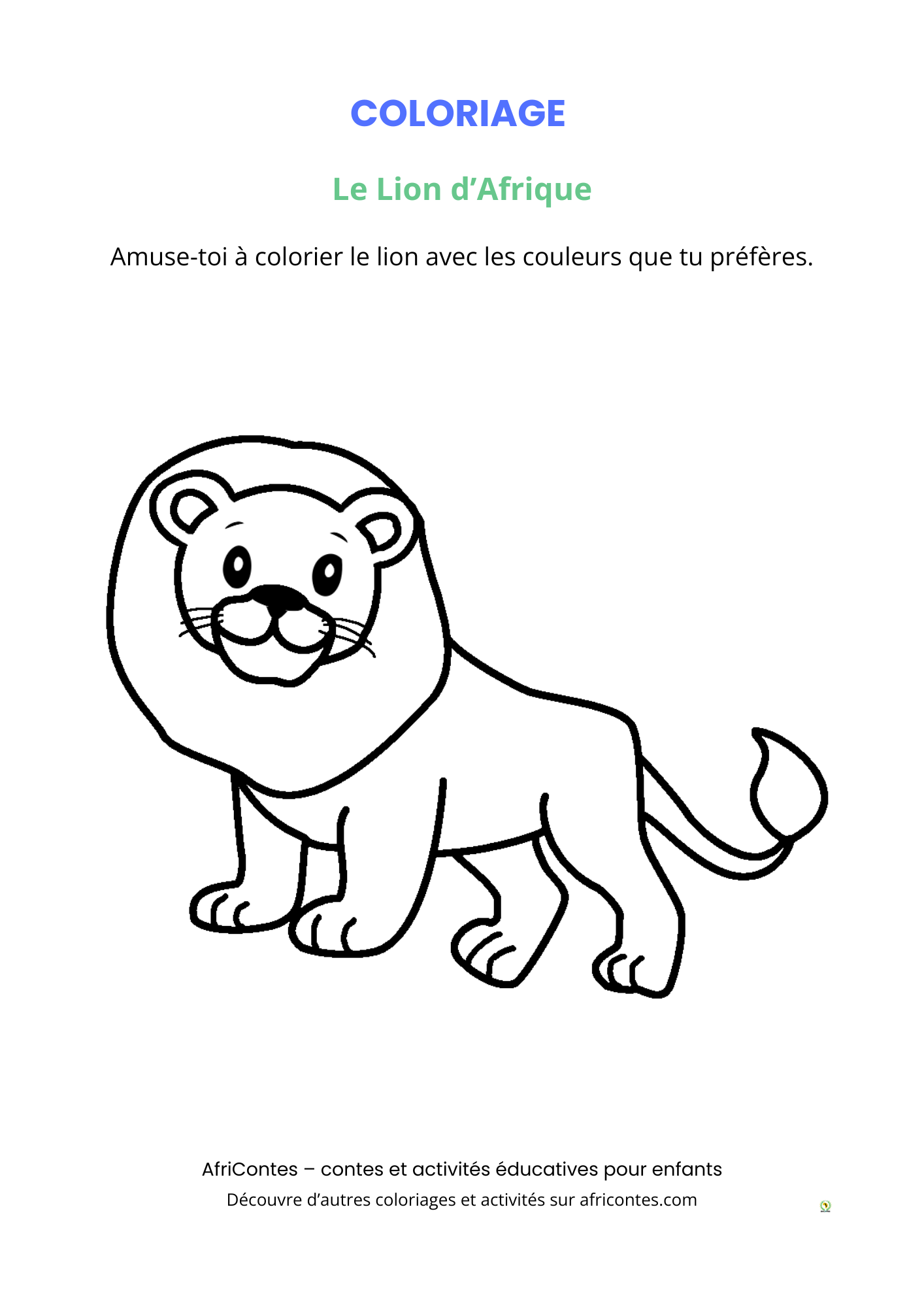 Coloriage – Le Lion d’Afrique