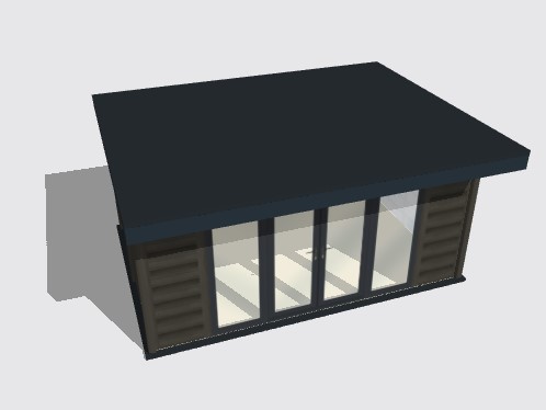 flat Pent roof with 600mm overhang to the front