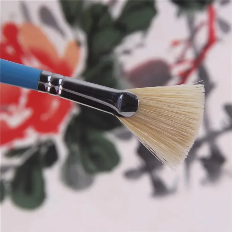 SET de 6 pinceles punta abanico, pelo de cerdo de alta calidad para pintura al oleo, acrilico, goauche y acuarela