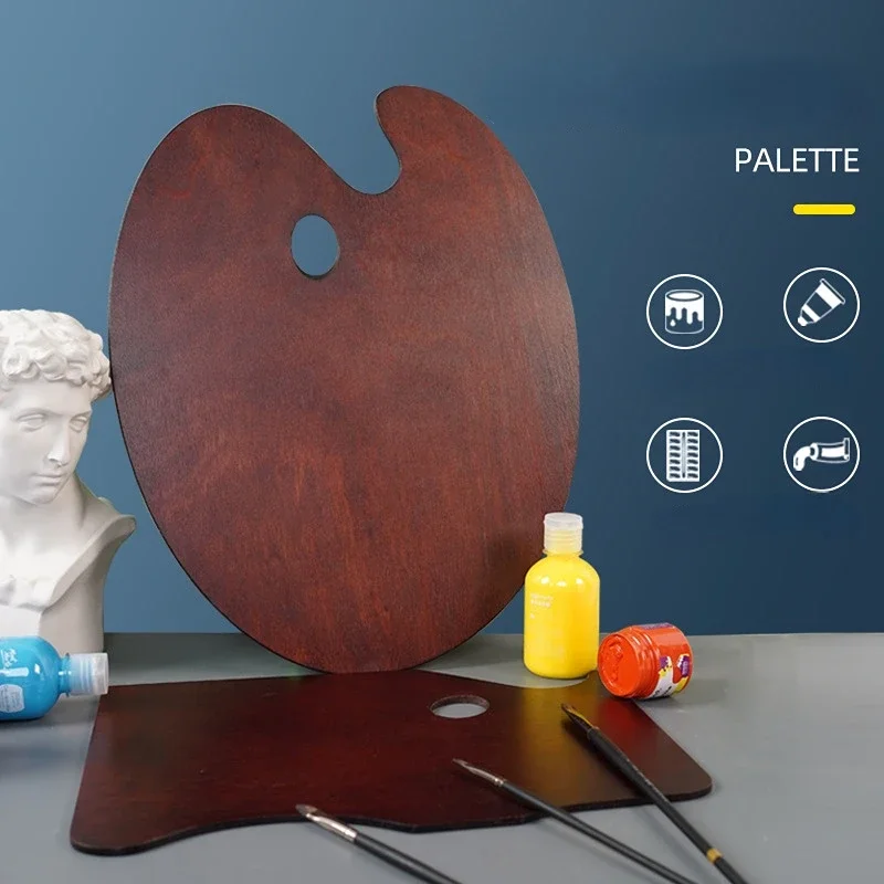 Paleta Professional de Madera  Cuadrada Grande 30x40 cms con 5 mm de espesor entintada y barnizada en color nogal