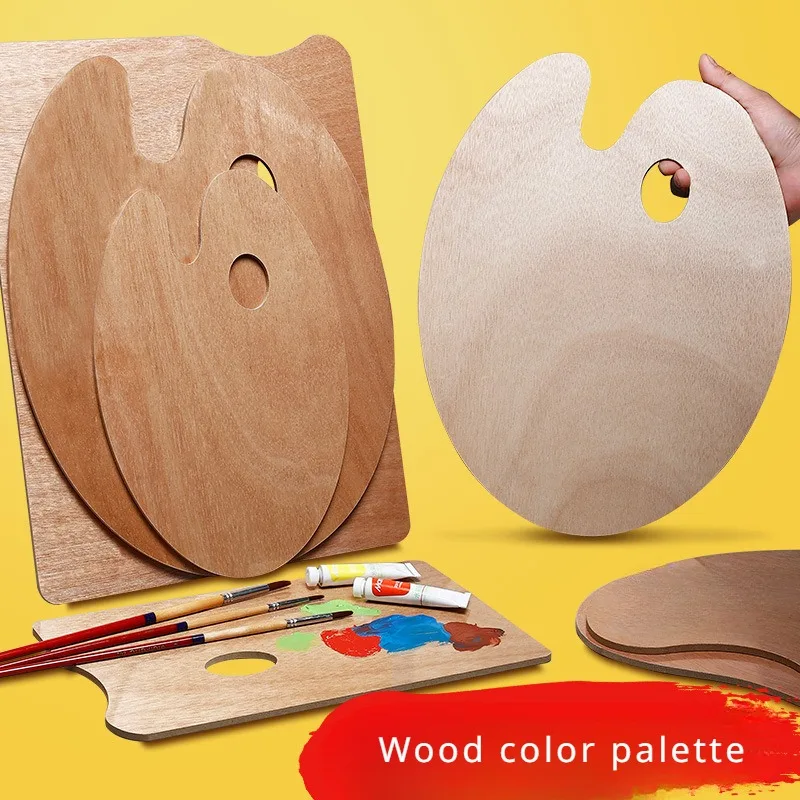 Paleta de Madera Forma Clásica de riñón Grande 30x40 cms con 5 mm de espesor color madera natural barnizada