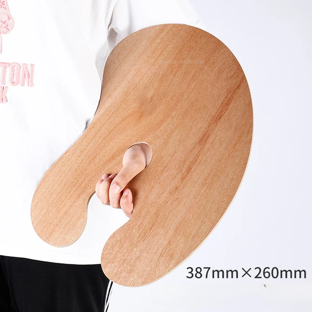 Paleta de Madera Forma Clásica de riñón Grande 30x40 cms con 5 mm de espesor color madera natural barnizada