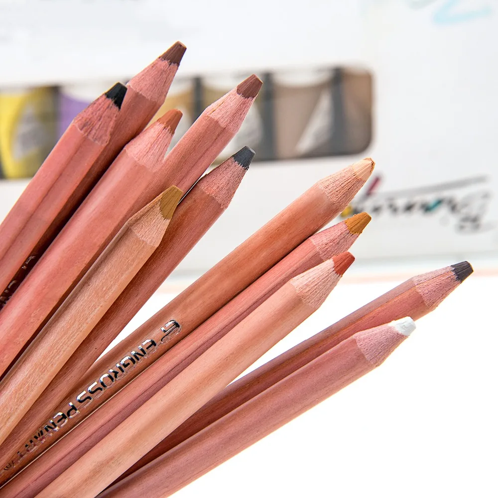 Juego De lápices Pastel de Colores de madera Marca ENGROSS PENART, 12 piezas, tonos base para dibujo de piel, para dibujo artístico