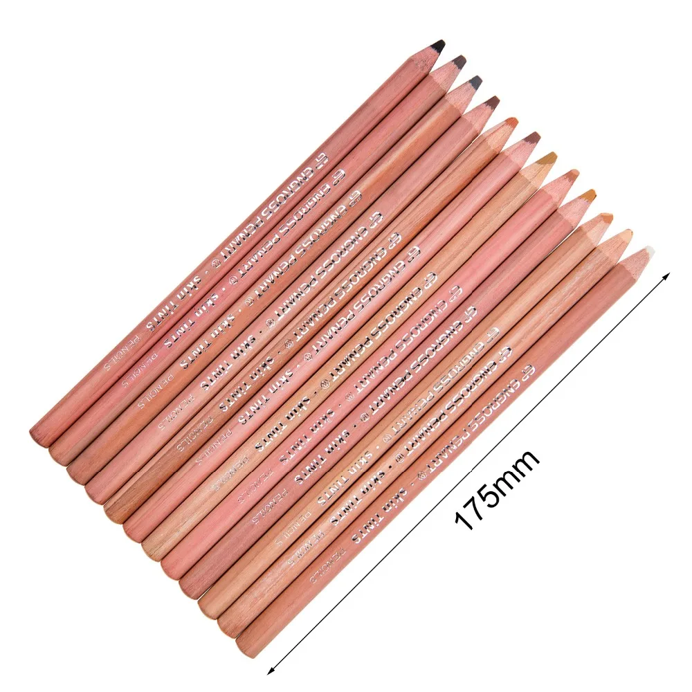 Juego De lápices Pastel de Colores de madera Marca ENGROSS PENART, 12 piezas, tonos base para dibujo de piel, para dibujo artístico