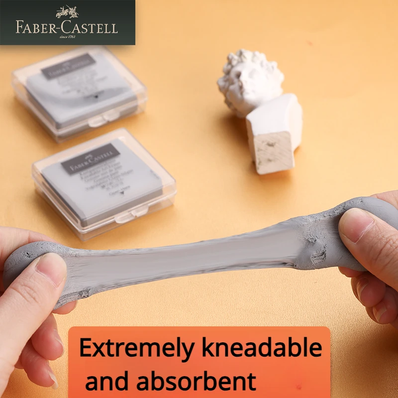 Faber-castell- goma de borrar amasable de dibujo artístico para corregir y dar brillos para trabajos de artistas con lápiz de carbón en colores Pastel, color gris en caja, 1 unidad