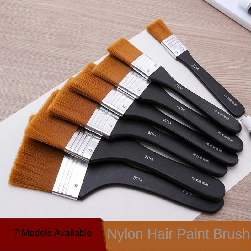 Set de 7 brochas de nailon marca Jowoart,  2,3,4,5,6,7,8 cms de ancho con mango color negro