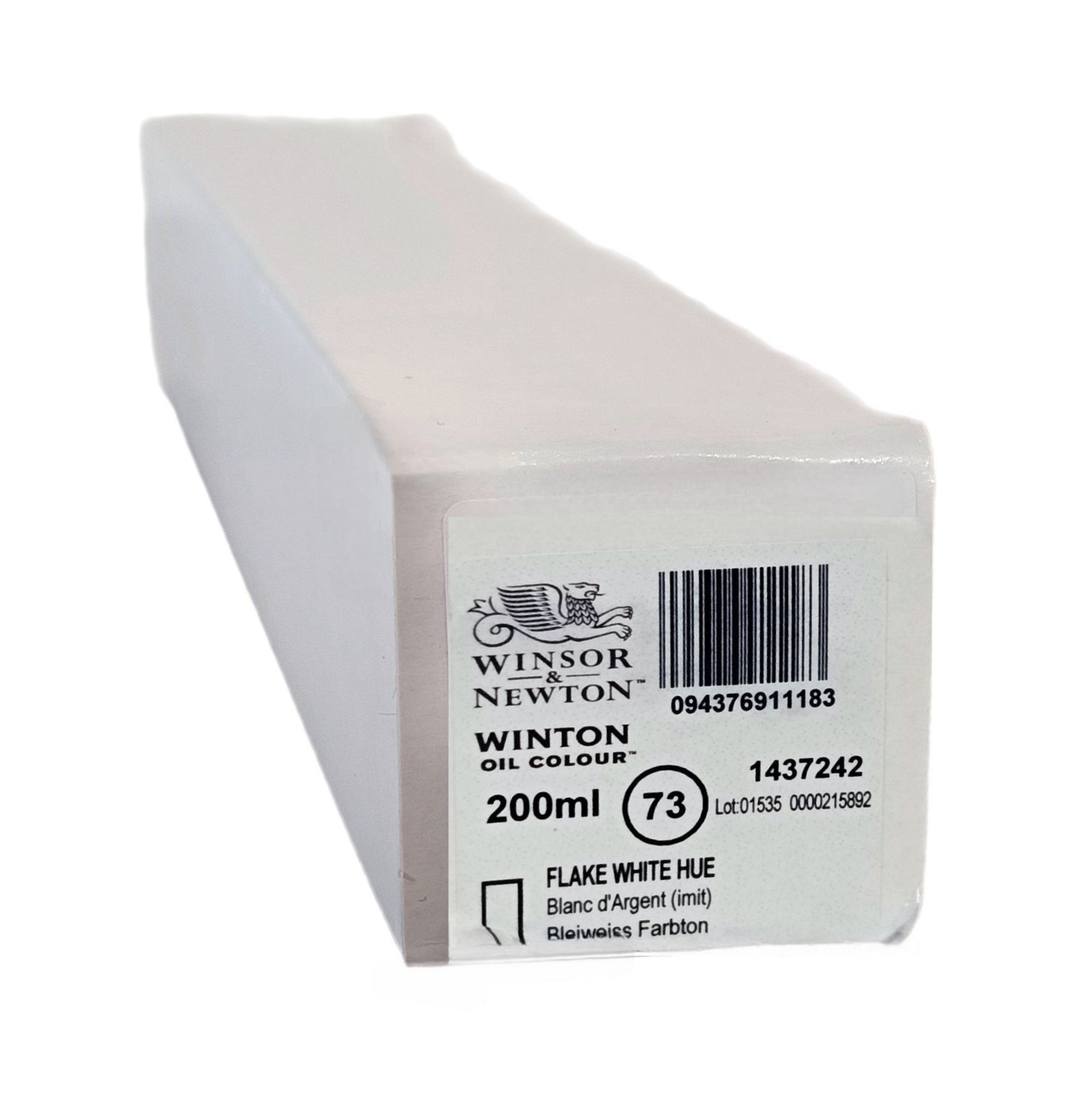 Winsor & Newton SERIE WINTON. Tono de Blanco de Plomo / FlakeWhite Hue No.242,  color fino al oleo en tubo de 200 ml. 1 pza