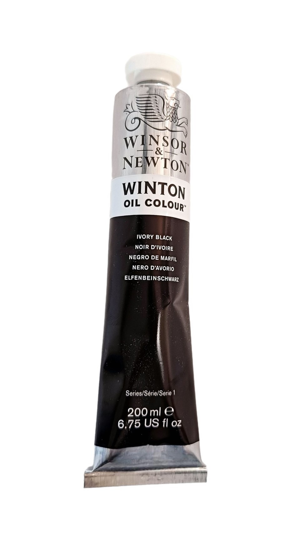 Winsor & Newton SERIE WINTON, Negro de Marfil / Ivory Black No.331,  color fino al oleo en tubo de 200 ml, 1 pza