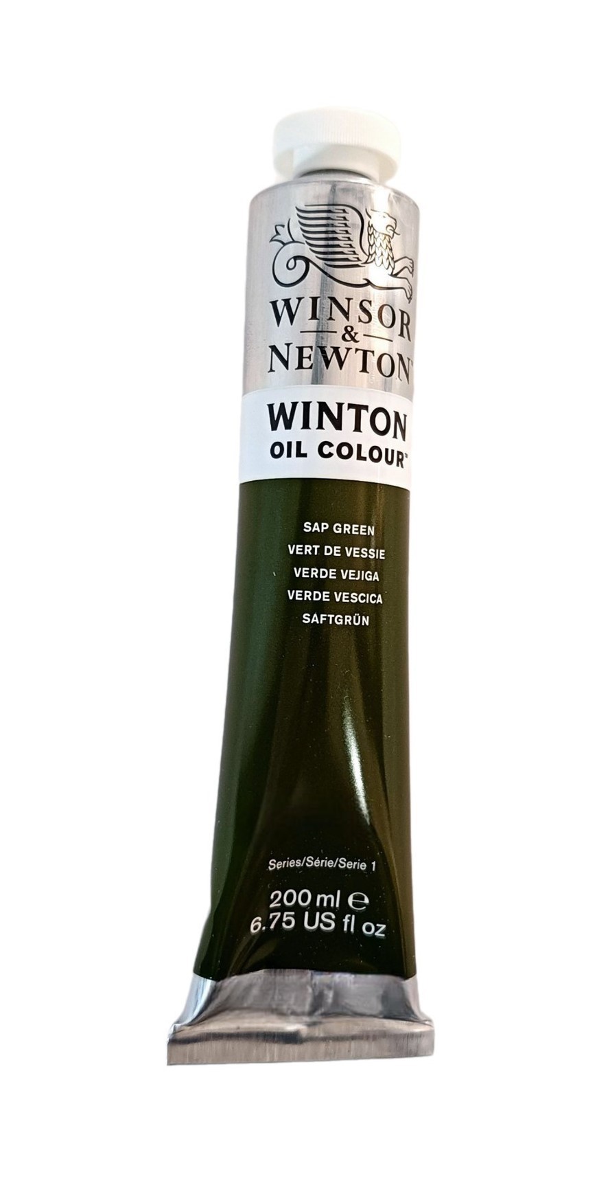 Winsor & Newton SERIE WINTON, Verde Sapo (Oliva) / Sap Green No.599,  color fino al oleo en tubo de 200 ml, 1 pza
