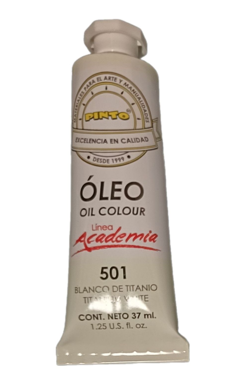 Color Blanco de Titanio 501, Tubo de oleo de 37 ml Marca Pinto, serie ACADEMIA