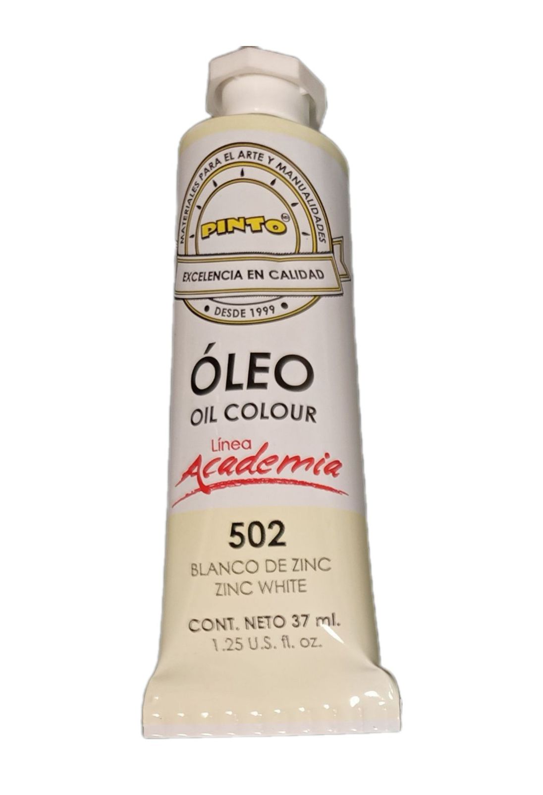 Color Blanco de Zinc 502, Tubo de oleo de 37 ml Marca Pinto, serie ACADEMIA