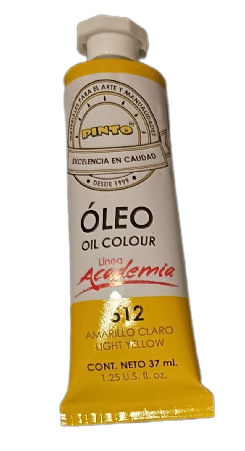 Color Amarillo Claro 512, Tubo de oleo de 37 ml Marca Pinto, serie ACADEMIA