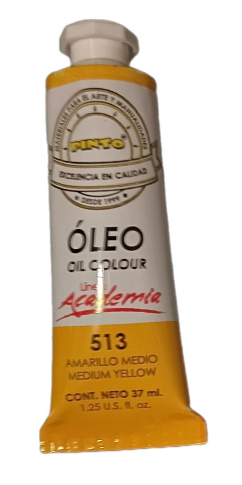 Color Amarillo Medio 513, Tubo de oleo de 37 ml Marca Pinto, serie ACADEMIA