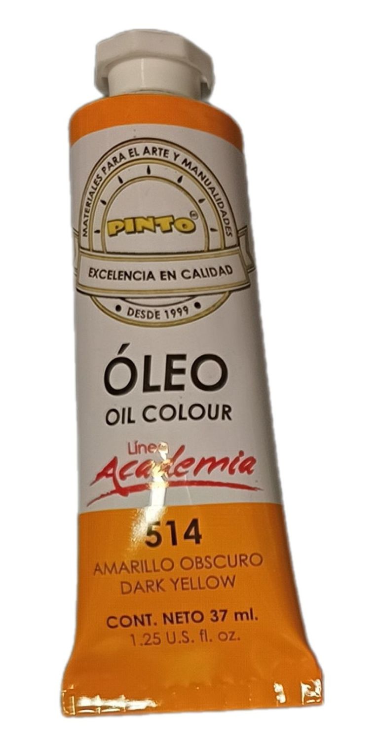 Color Amarillo Oscuro 514, Tubo de oleo de 37 ml Marca Pinto, serie ACADEMIA