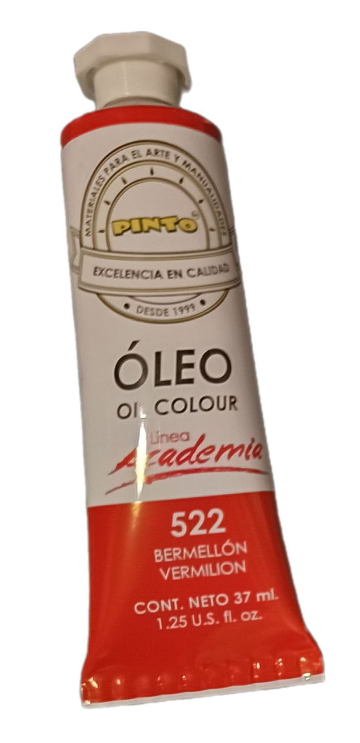 Color Bermellon 522, Tubo de oleo de 37 ml Marca Pinto, serie ACADEMIA