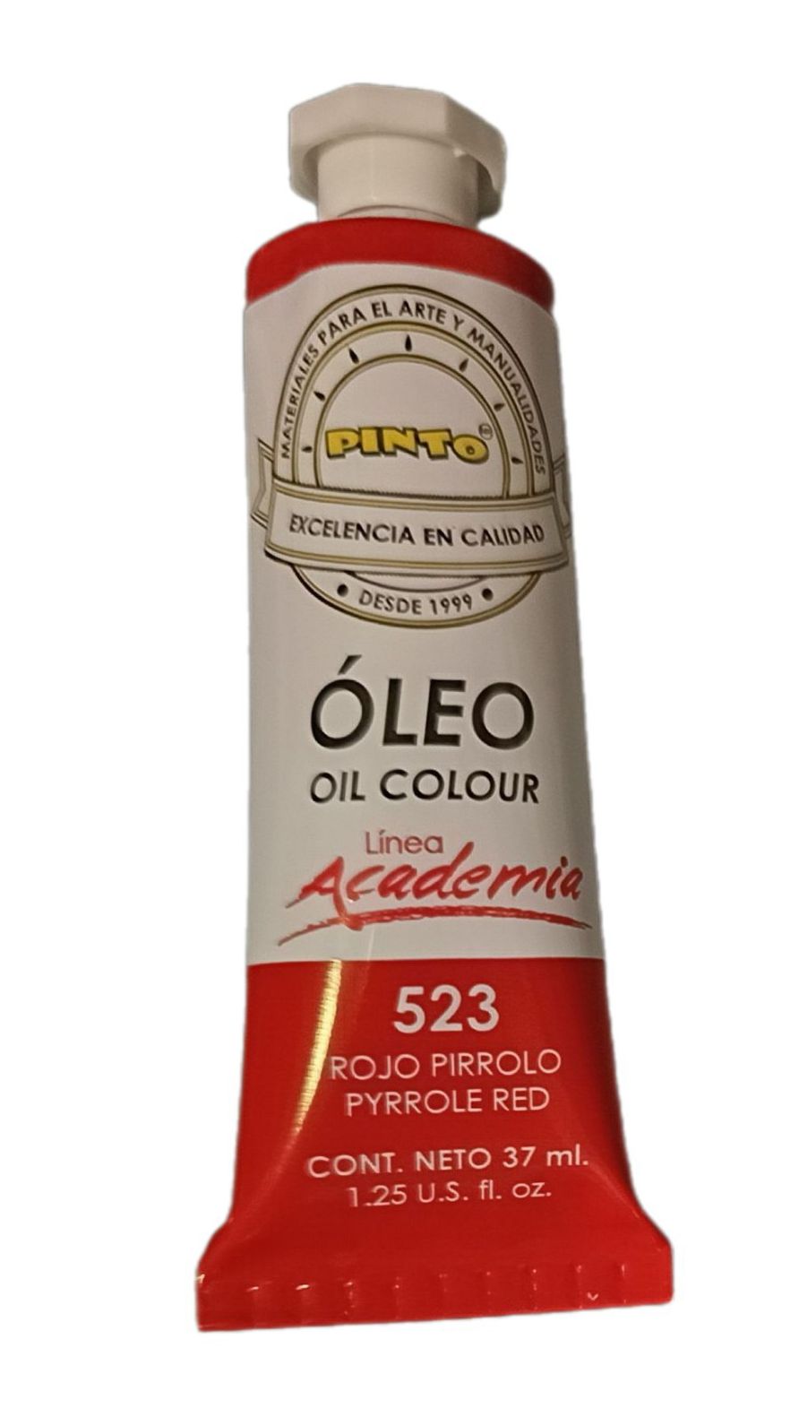 Color Rojo Pirrol 523, Tubo de oleo de 37 ml Marca Pinto, serie ACADEMIA