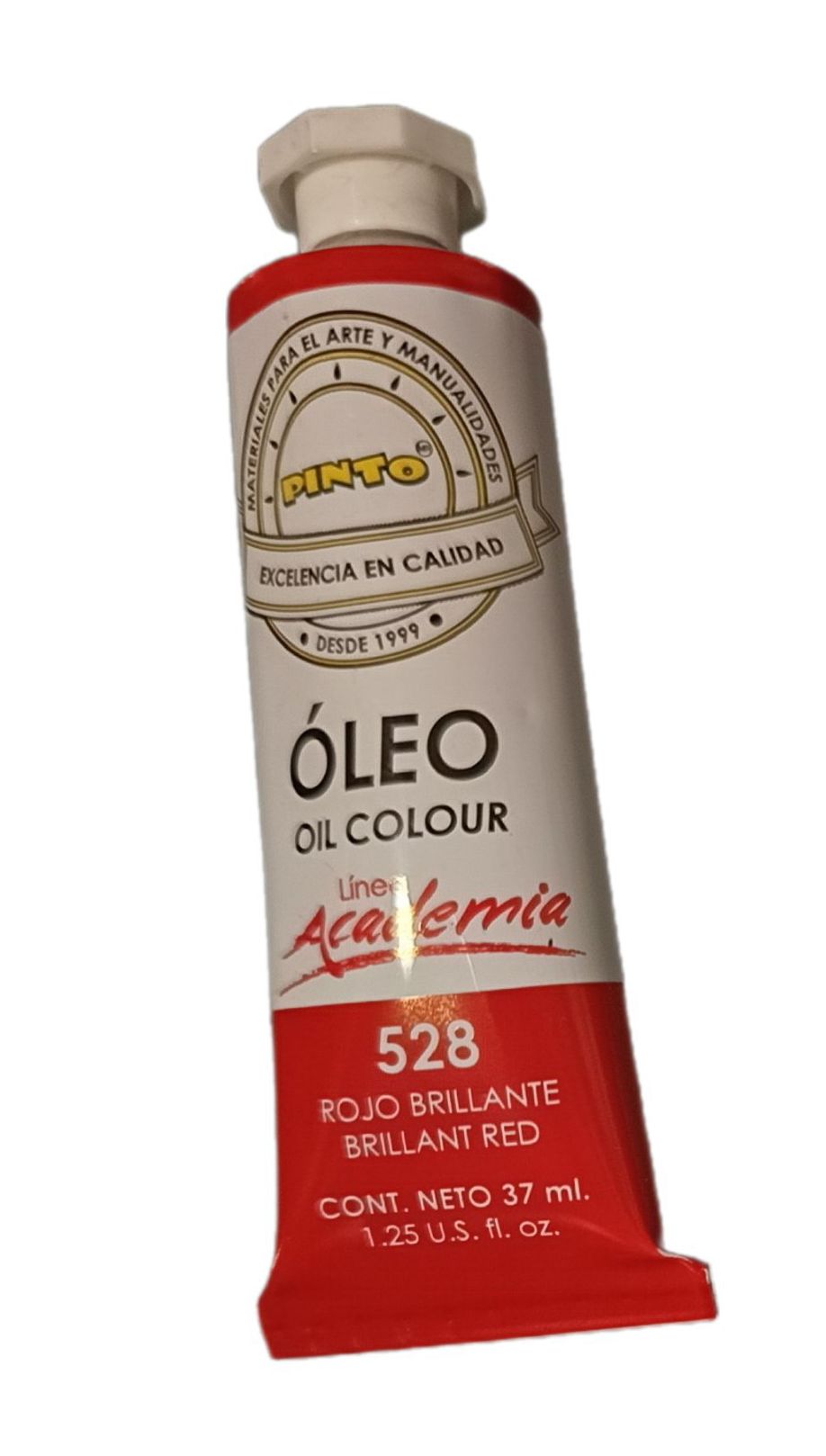 Color Rojo Brillante 528, Tubo de oleo de 37 ml Marca Pinto, serie ACADEMIA
