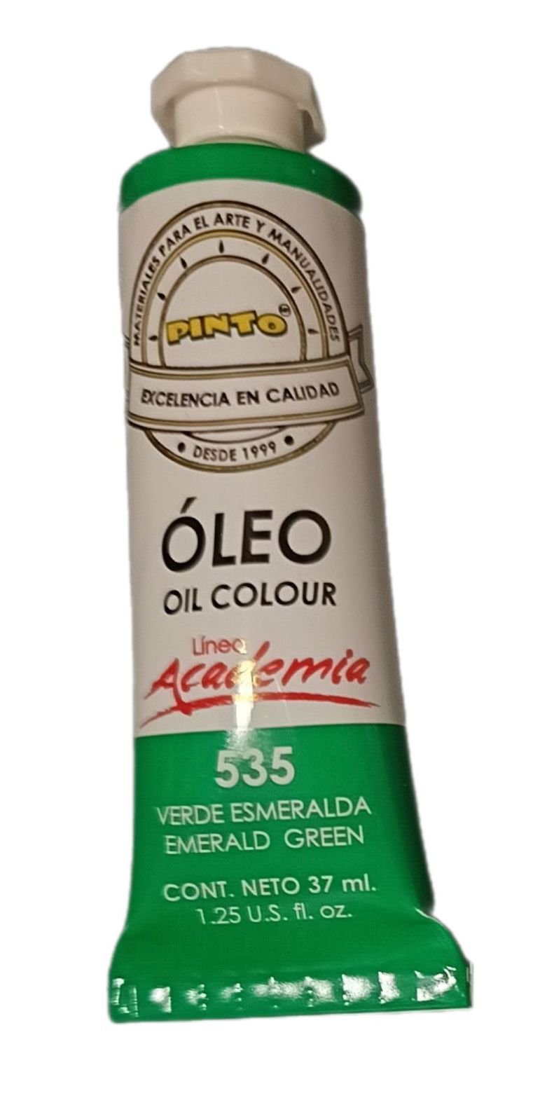 Color Verde Esmeralda 535, Tubo de oleo de 37 ml Marca Pinto, serie ACADEMIA