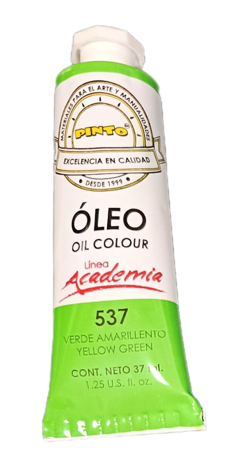 Color Verde Amarillento 537, Tubo de oleo de 37 ml Marca Pinto, serie ACADEMIA