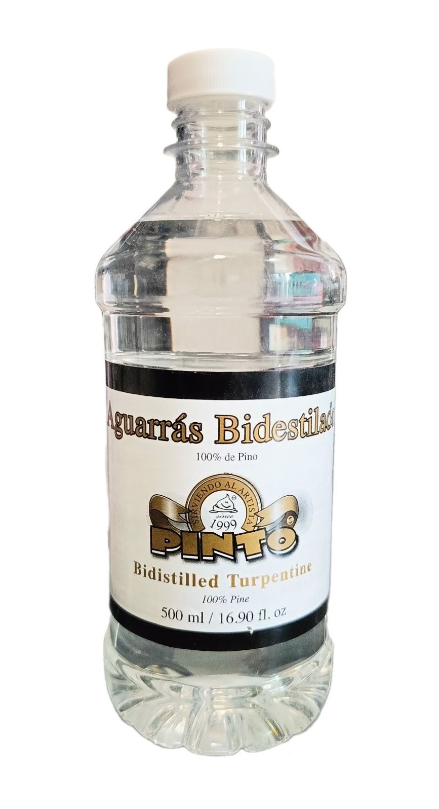 Aguarras Bidestilado (Escencia de trementina) Marca Pinto, 500 ml de capacidad