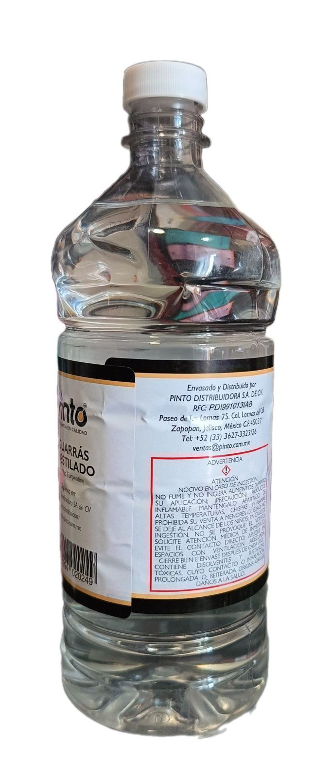 Aguarras Bidestilado (Escencia de trementina) Marca Pinto, 1 litro de capacidad