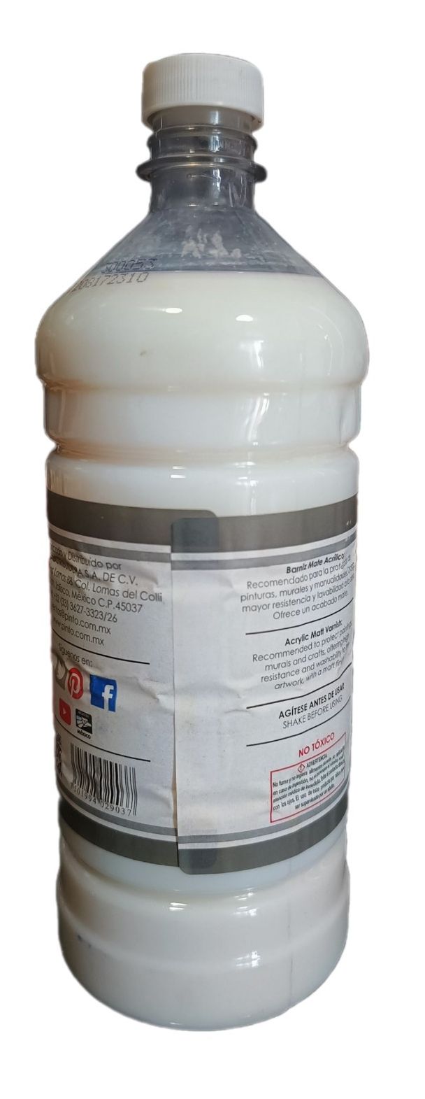 Barniz Mate para pintura acrilica Marca Pinto, 1 litro de capacidad